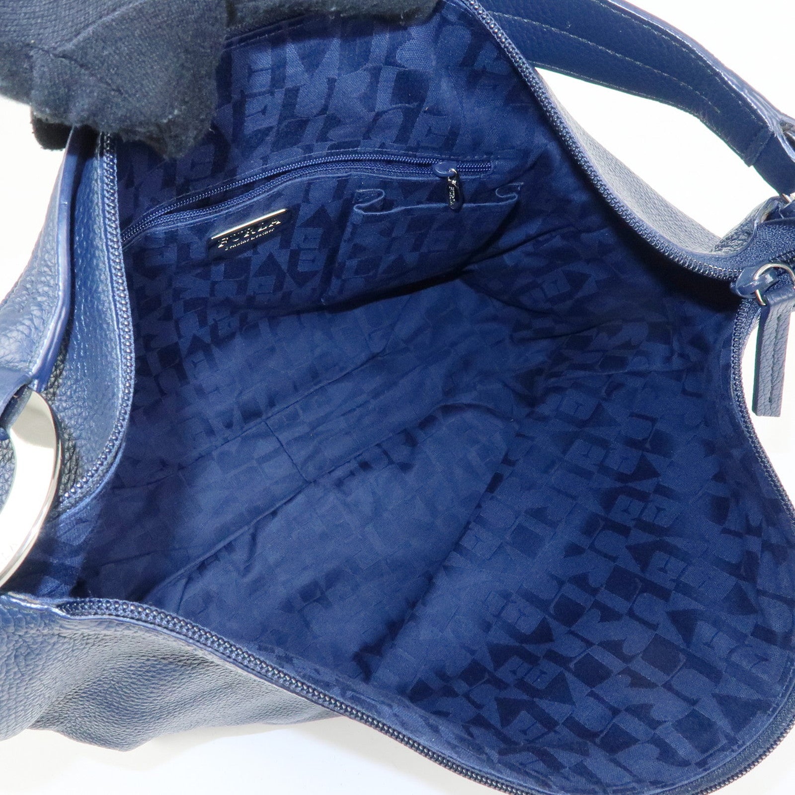 FURLA Leather Shoulder Bag Hand Bag Hobo Bag Dark Navy