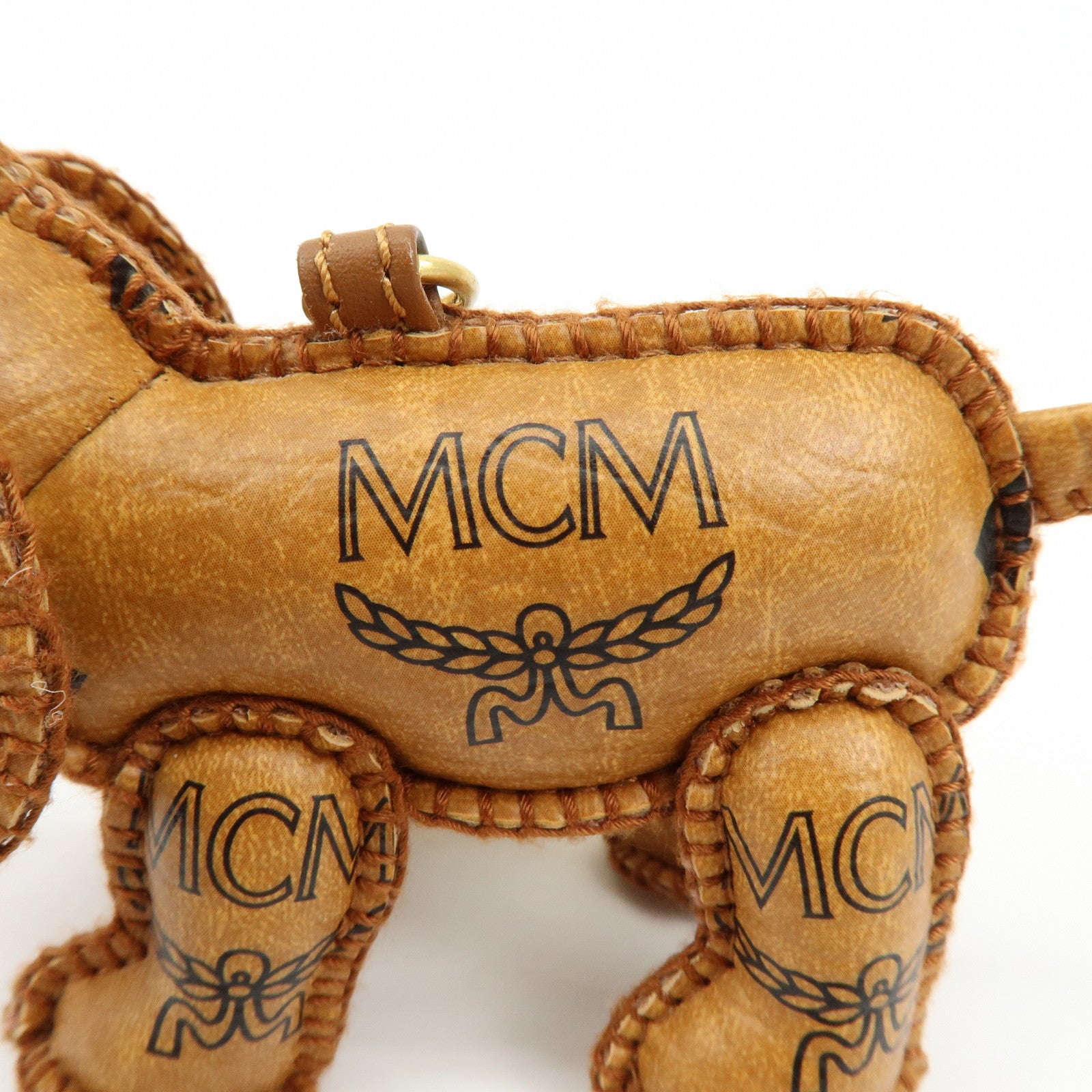MCM Visetos Doxie Dog Bag Charm Key Chain Brown Black