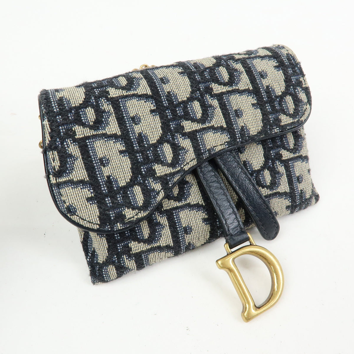 Christian Dior Oblique Saddle Jacquard Canvas Chain Shoulder Pouch