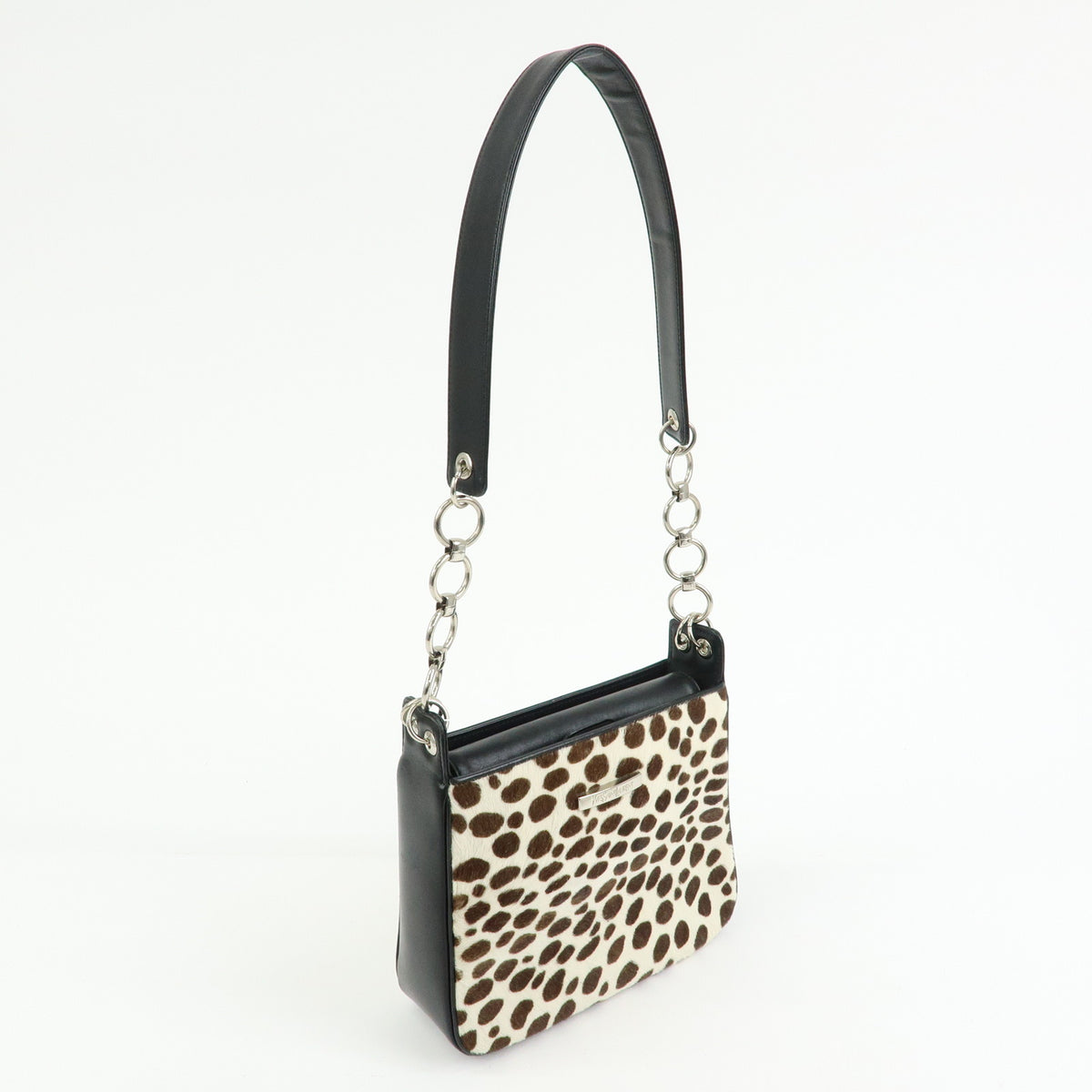 SAINT LAURENT PARIS Pony Hair Leather Leopard Shoulder Bag Beige Brown