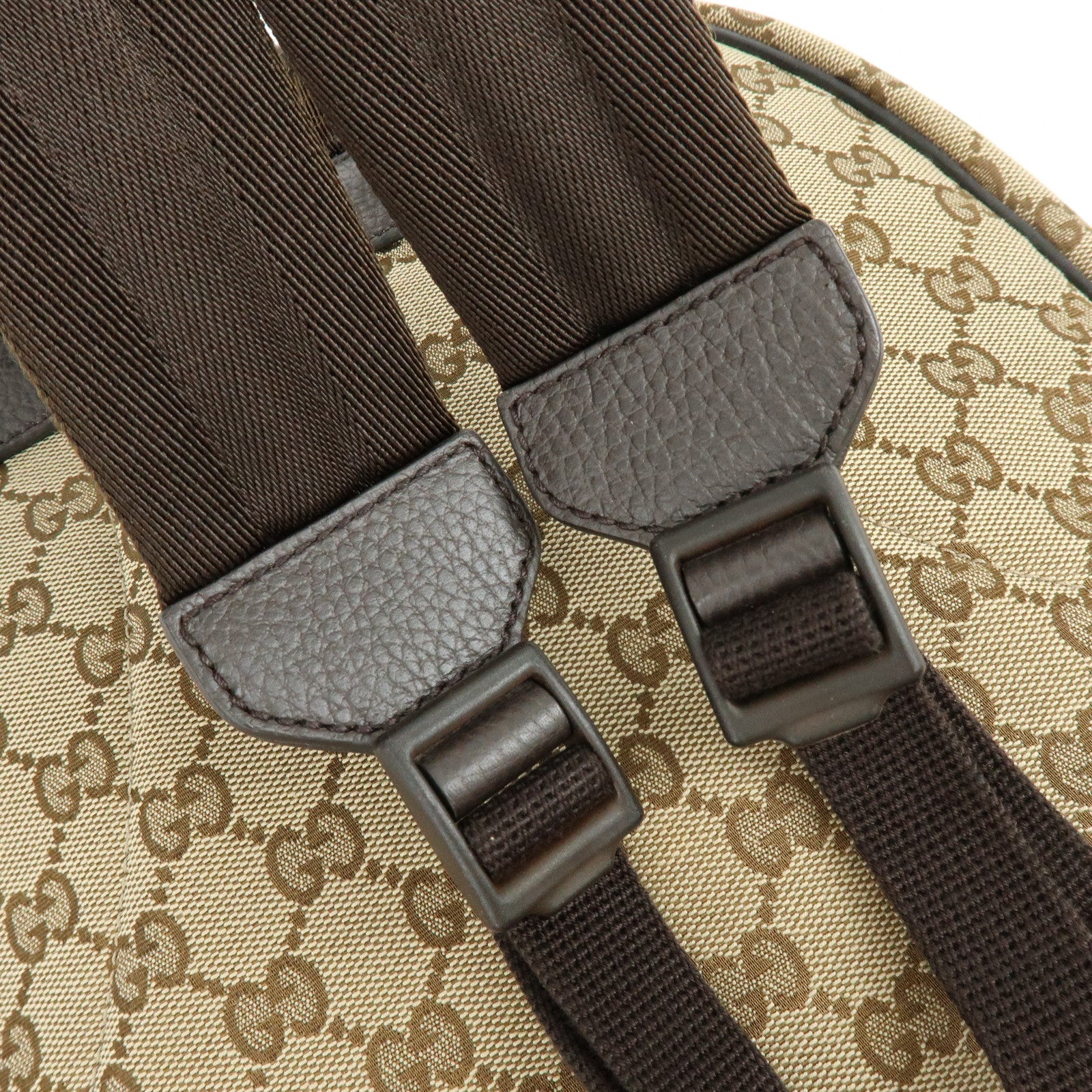 GUCCI GG Canvas Leather Backpack Rucksuck Beige Brown 449906