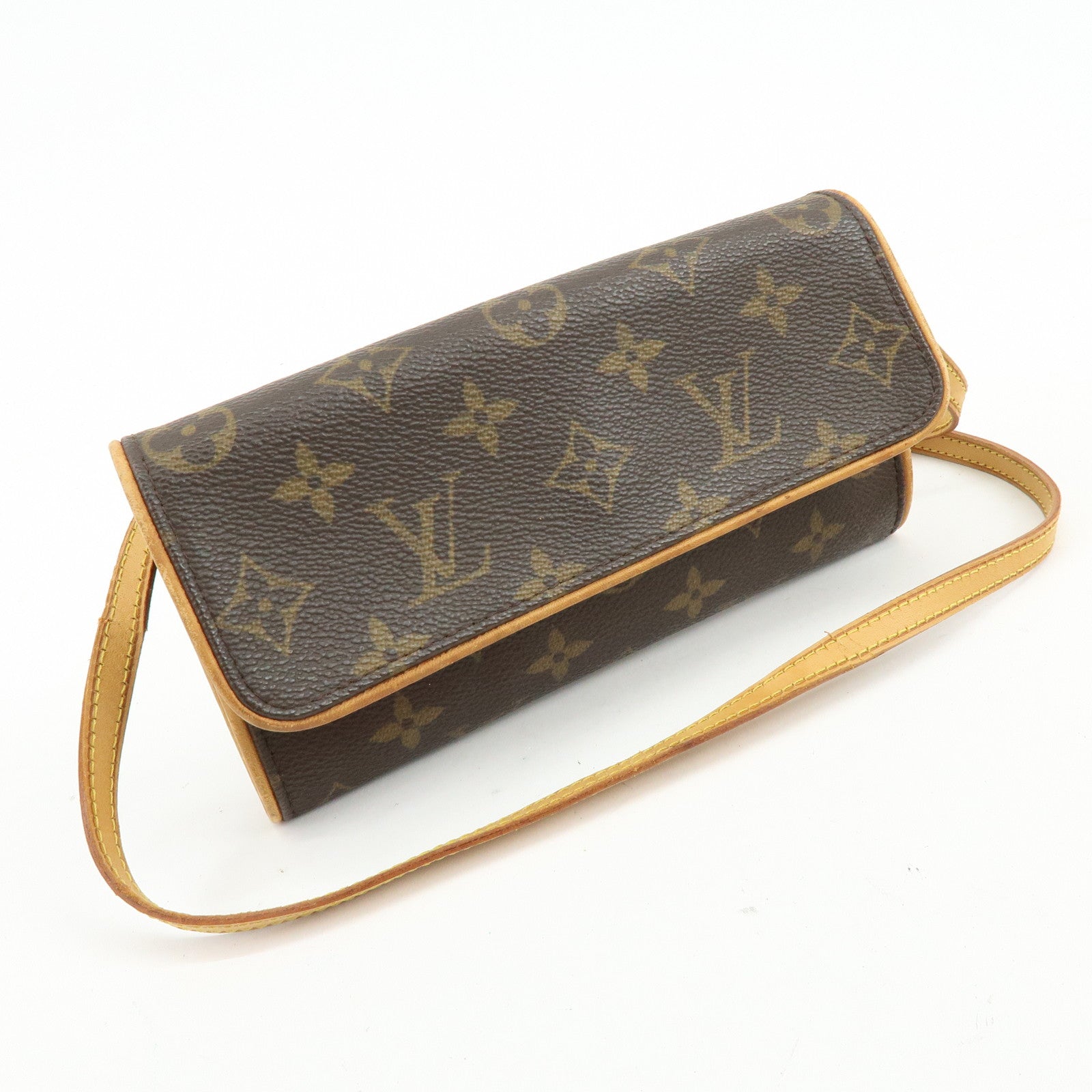 Louis Vuitton Monogram Pochette Twin PM Shoulder Bag Brown M51854