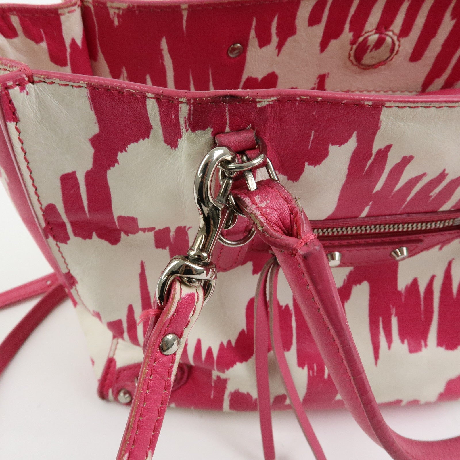 BALENCIAGA Leather Mini Paper 2Way Bag Tote Bag Hand Bag Pink 338585