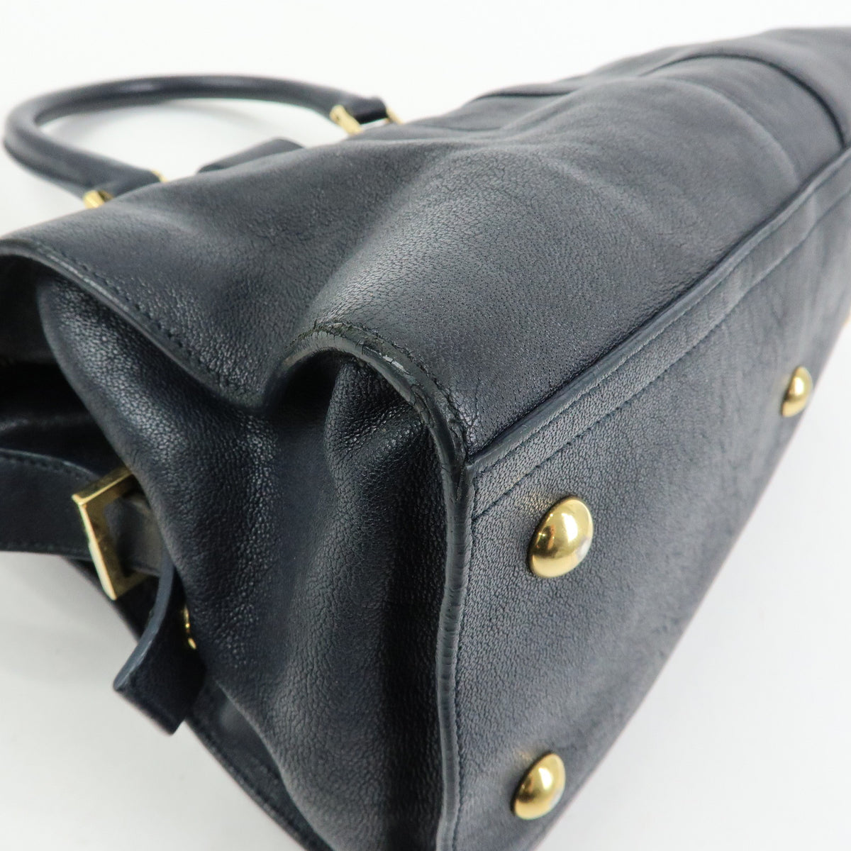 SAINT LAURENT PARIS Petit Cabas Y Line Leather 2Way Bag Navy 311210