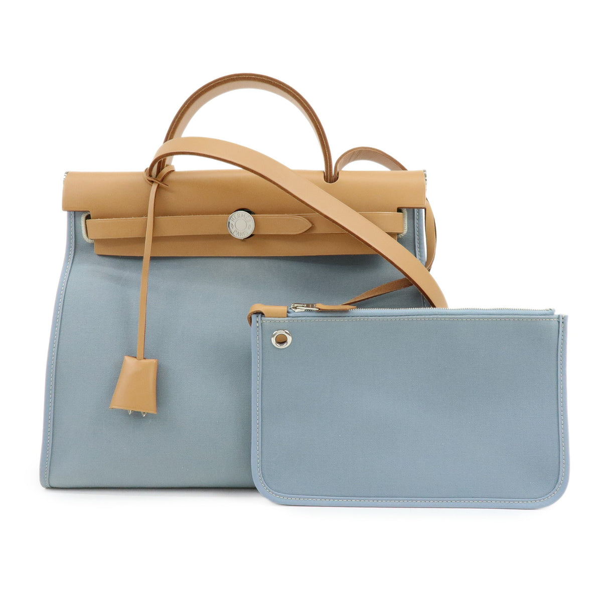 HERMES Herline Herbag Zip PM Toile Officier Vache Hunter 2Way Bag Blue