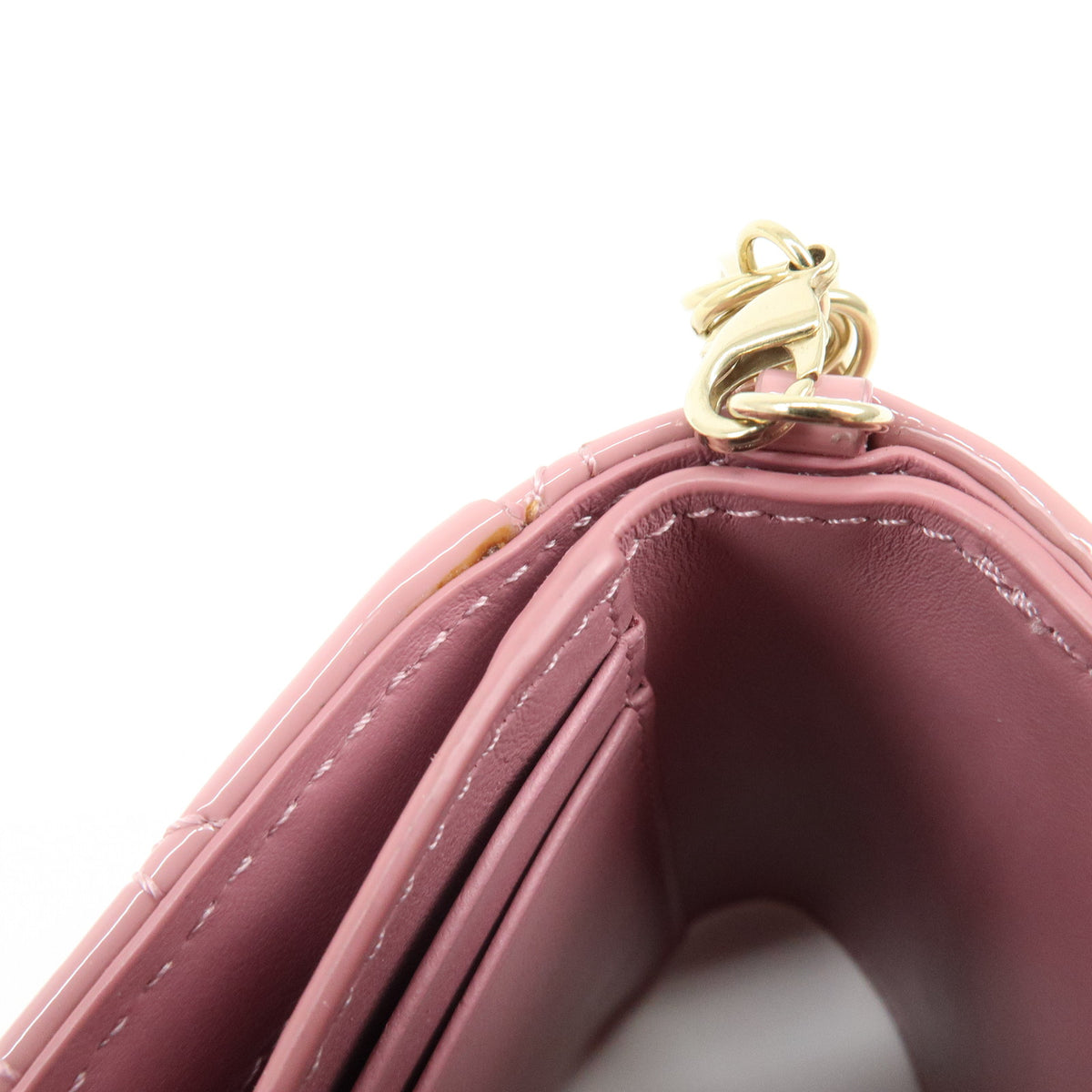 Christian Dior Cannage Lady Dior Patent Leather Compact Wallet Pink