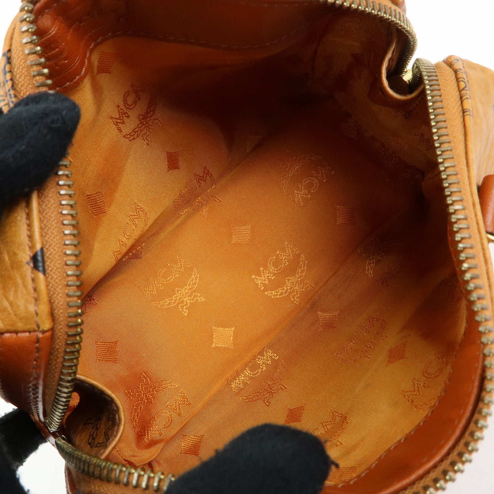 MCM Visetos Leather 2Way Bag Mini Boston Bag Hand Shoulder Bag Brown