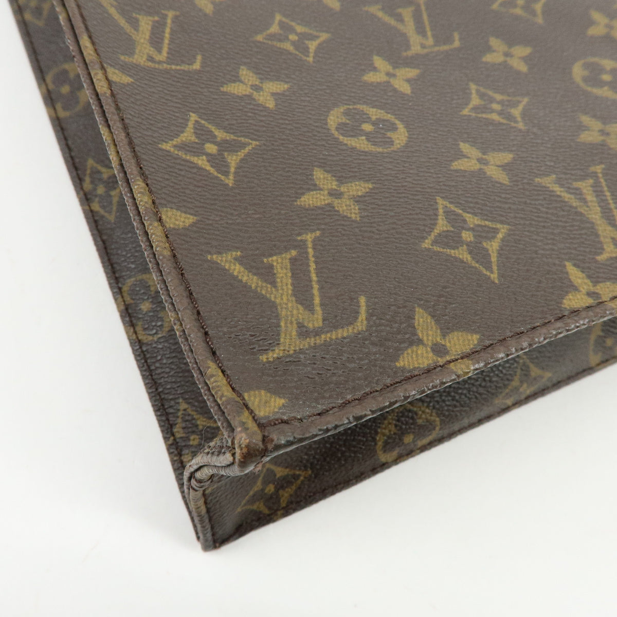 Louis Vuitton Monogram Sac Plat Tote Bag Hand Bag Brown M51140
