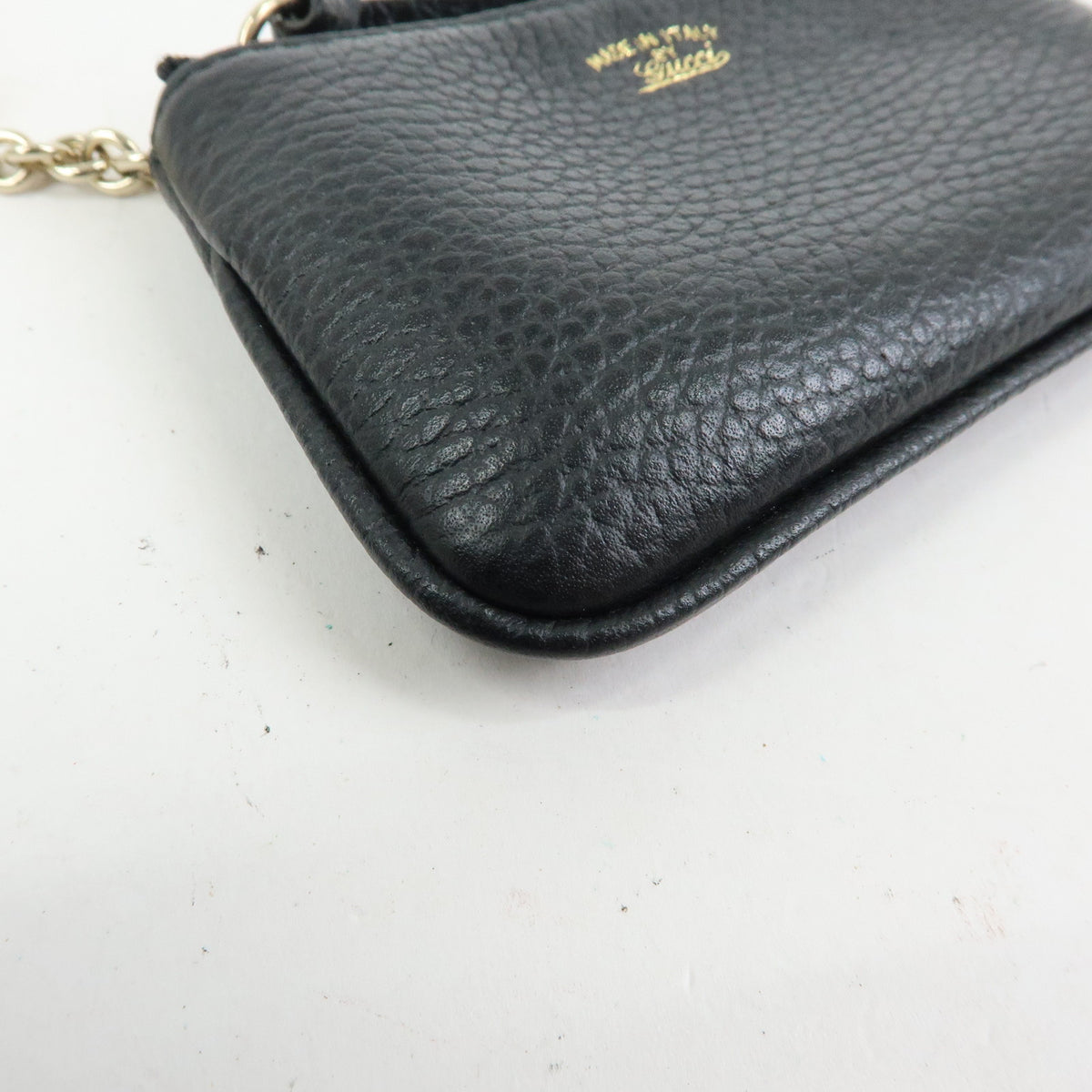 GUCCI Leather Key Case Coin Case Black 368879