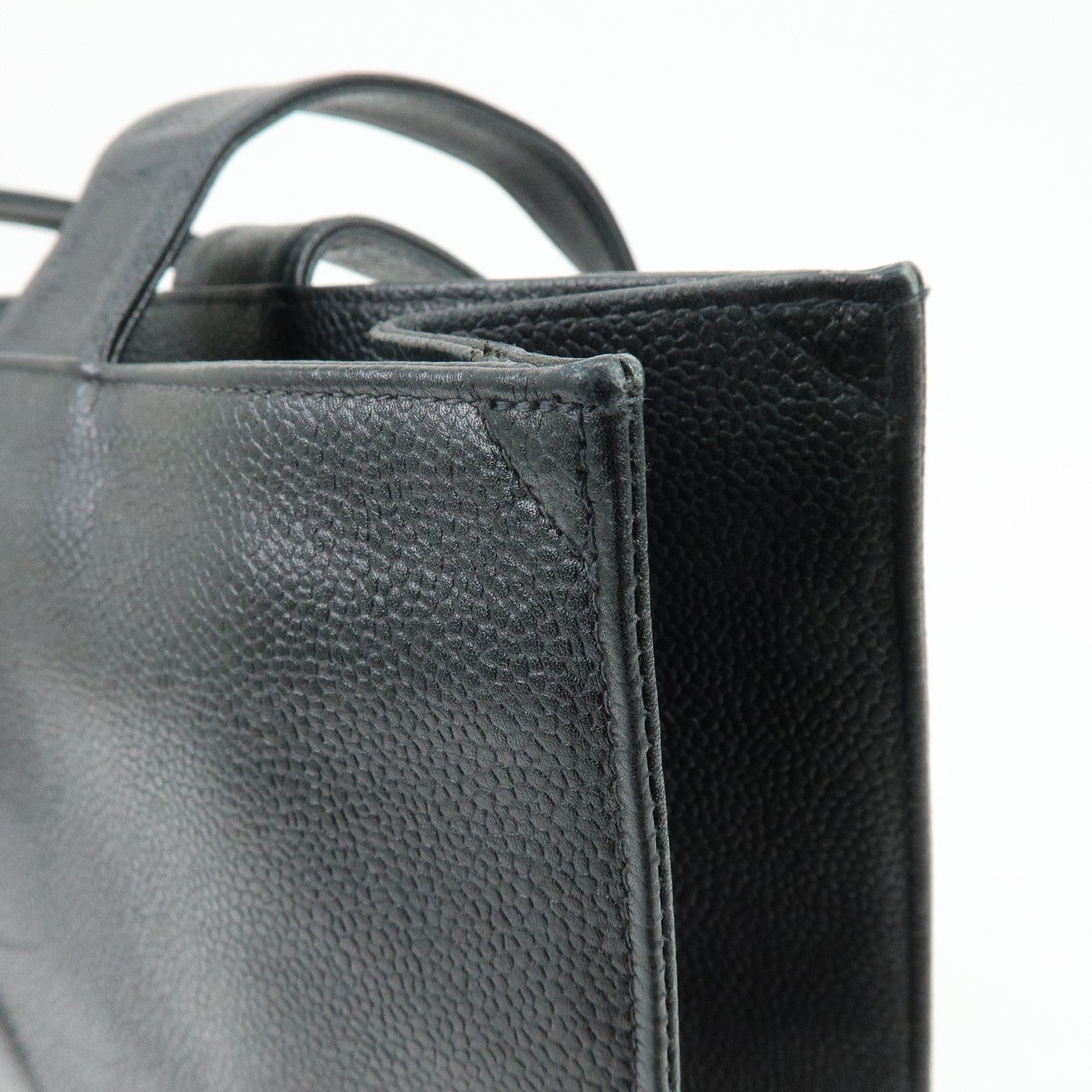CHANEL COCO Mark Caviarskin Tote Bag Shoulder Bag Black