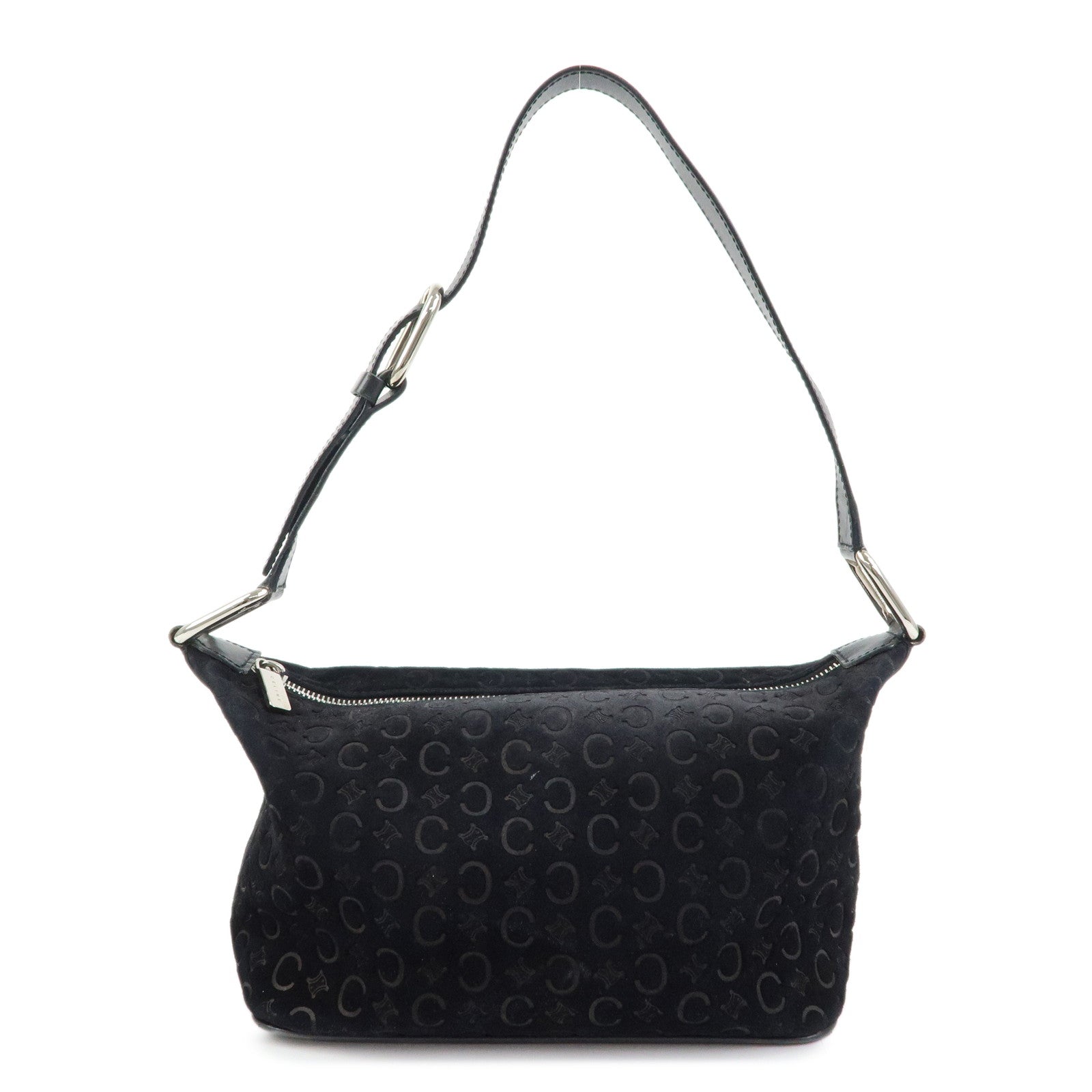 CELINE C Macadam Suede Leather Shoulder Bag Hand Bag Black
