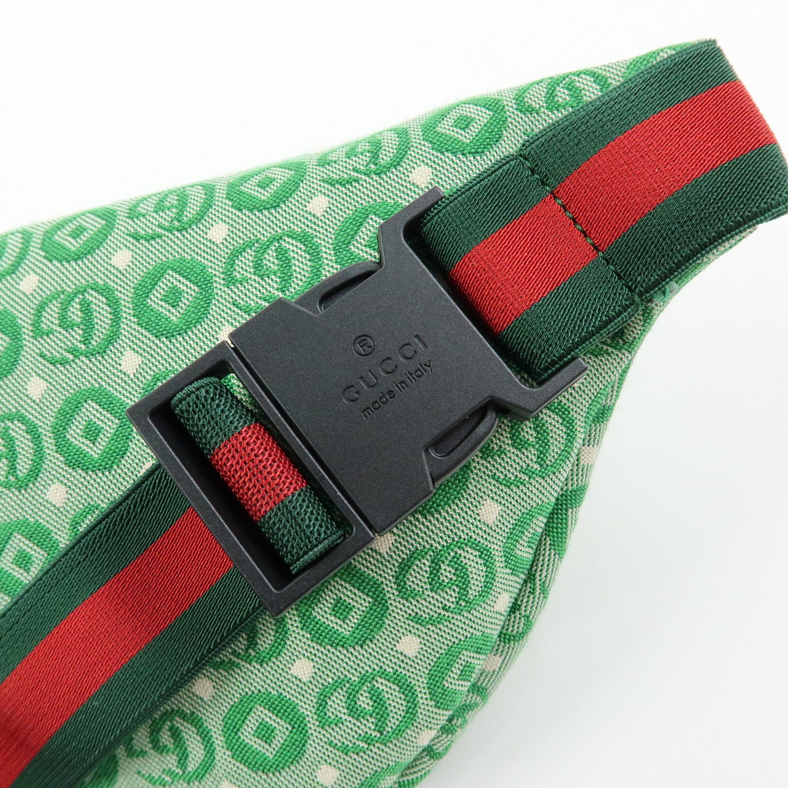 GUCCI Children's Sherry Canvas Leather Body Bag Waist Bag Green 502095