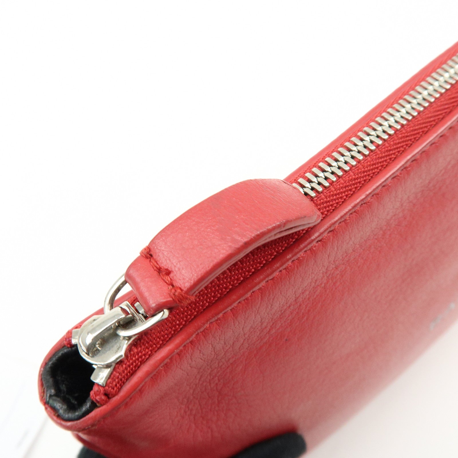 BALENCIAGA Leather Everyday Pouch Clutch Bag Flat Pouch Red 551992