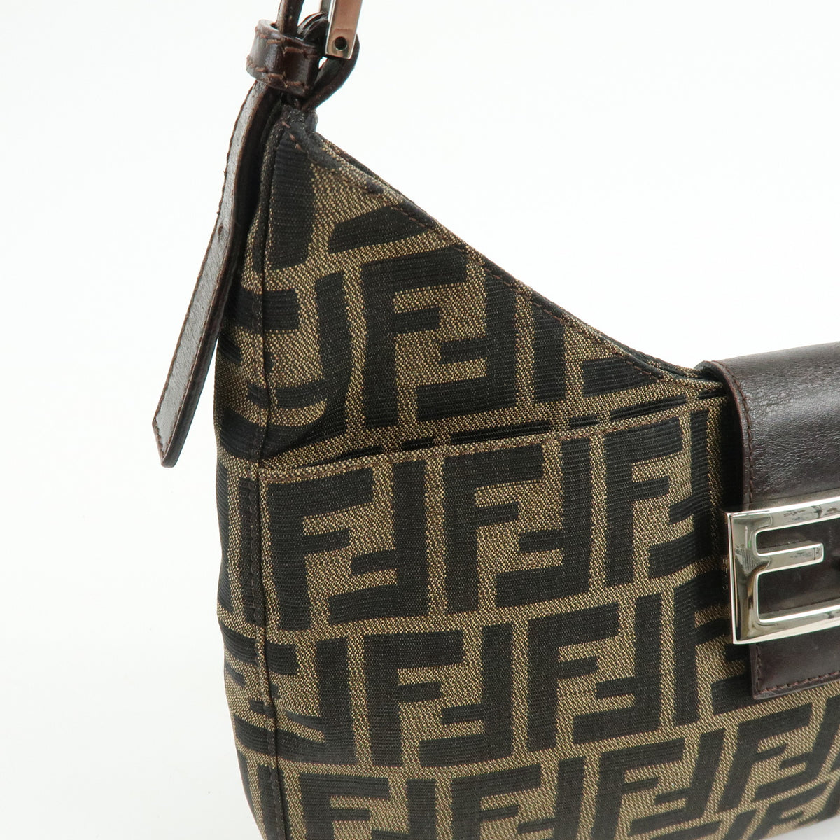 FENDI Zucca Canvas Leather Hand Bag Shoulder Bag Brown 26569