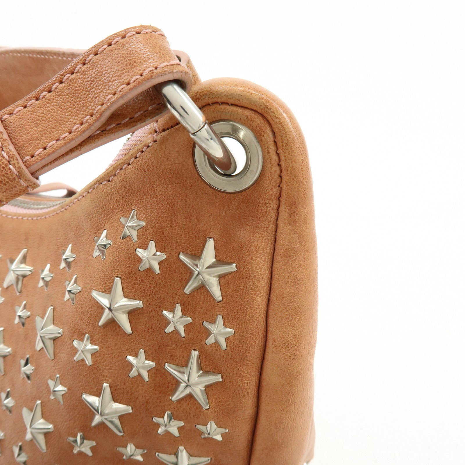 JIMMY CHOO Logo Star Studs Stella 2Way Bag Shoulder Bag Hand Bag Brown