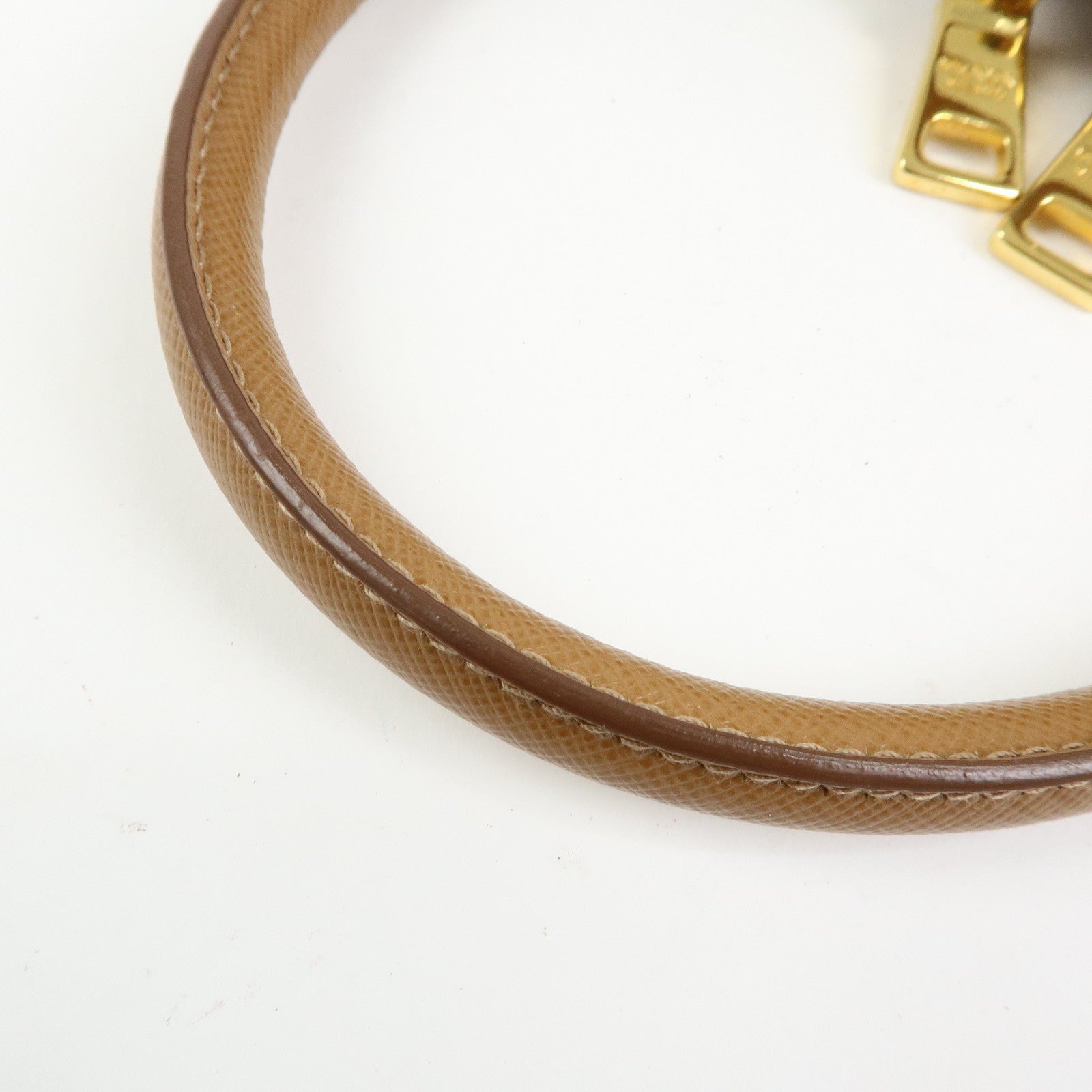 PRADA Triangle Logo Saffiano Leather Hand Bag Camel BL0837