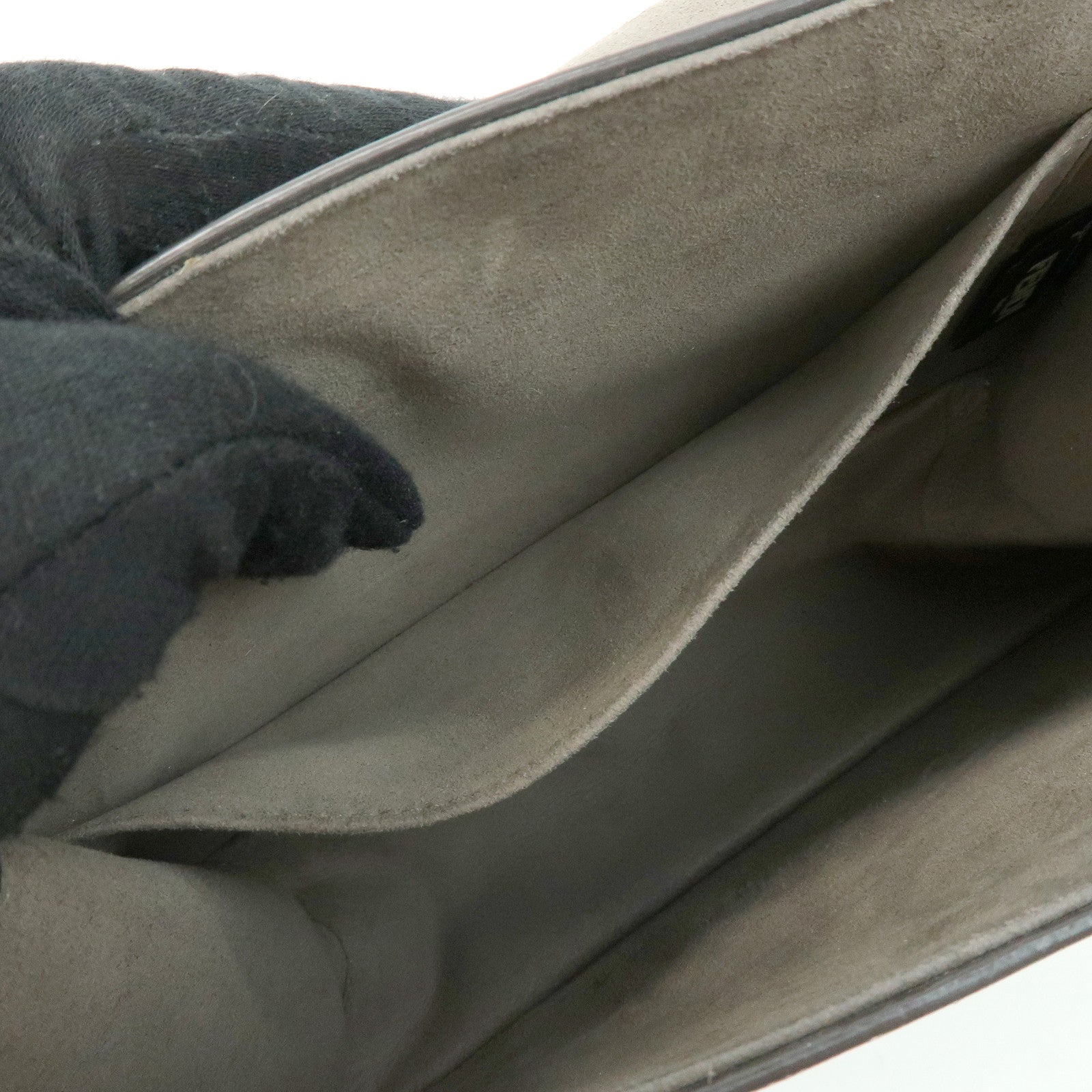 FENDI KAN I Leather 2Way Bag Shoulder Bag Hand Bag Gray