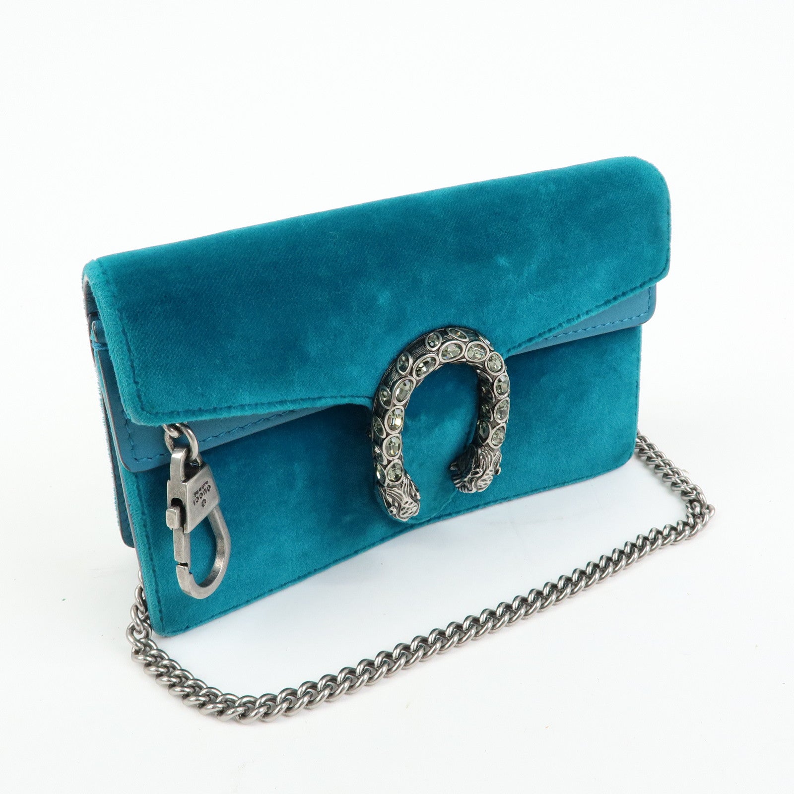 GUCCI Dionysus Super Mini Bag Velour Chain Shoulder Bag Green 476432