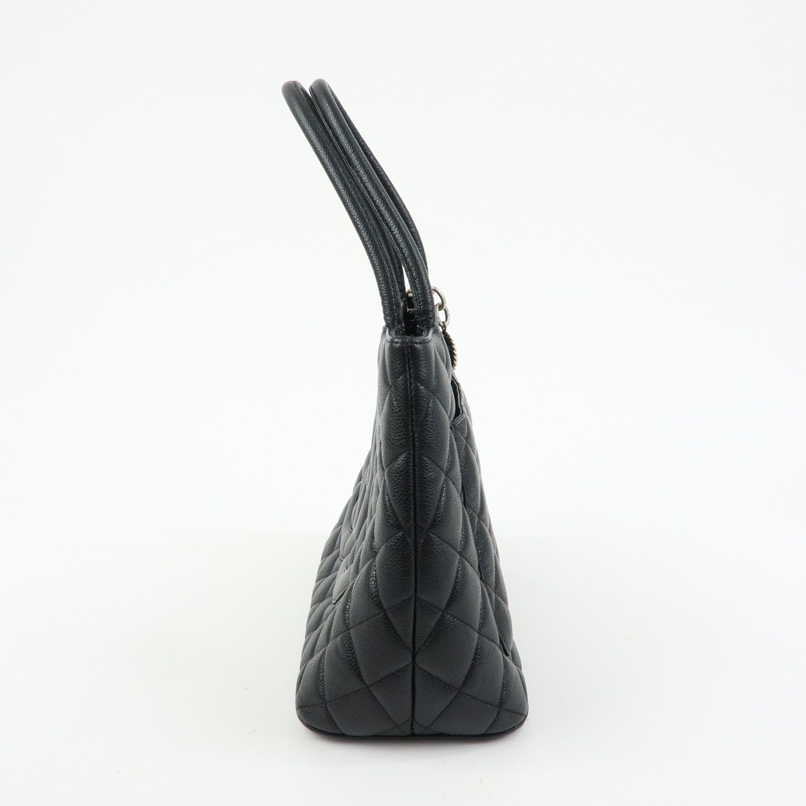 CHANEL Matelasse COCO Mark Medallion Tote Bag Hand Bag Black A01804