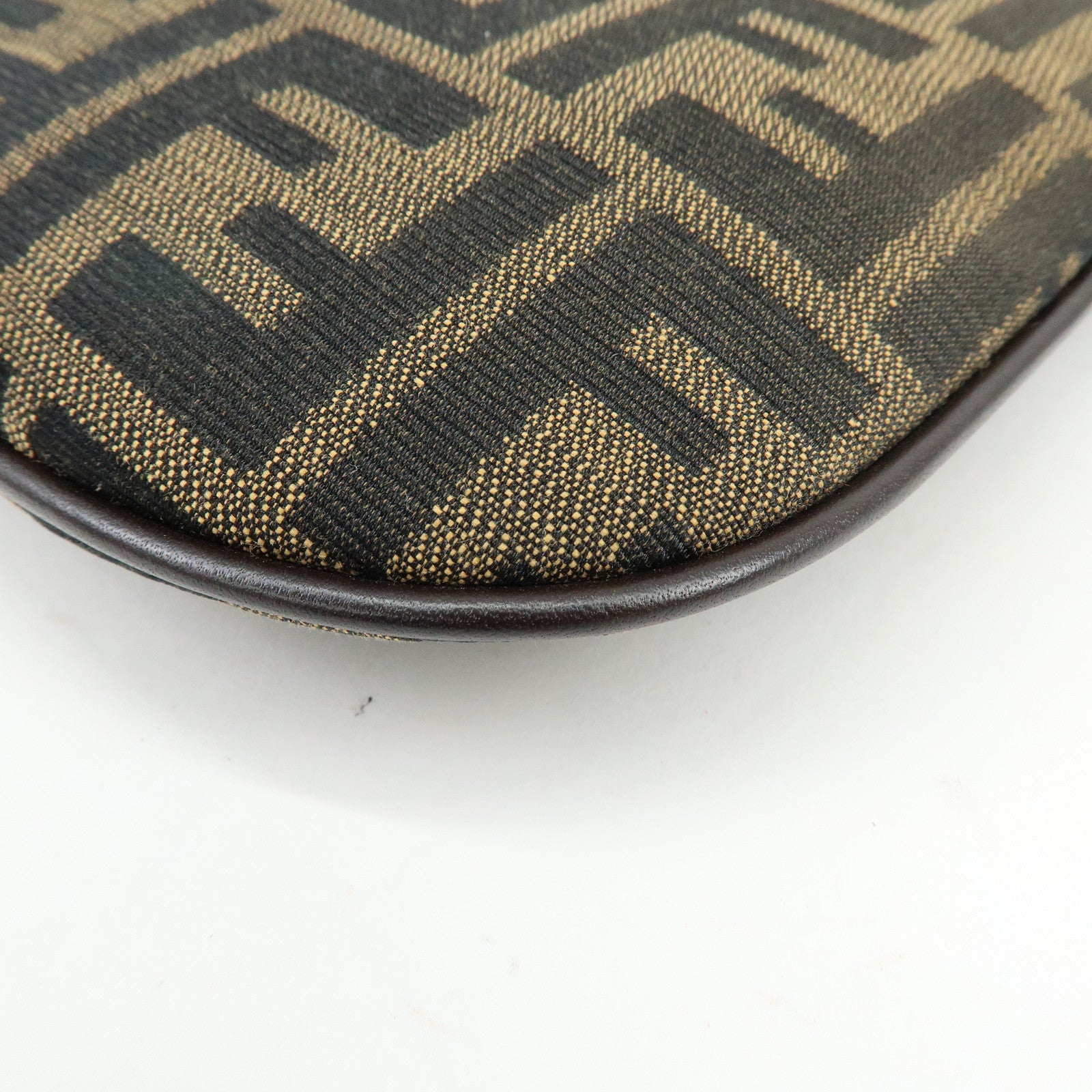 FENDI Zucca Canvas Leather Shoulder Bag Crossbody Bag Brown 8BR248
