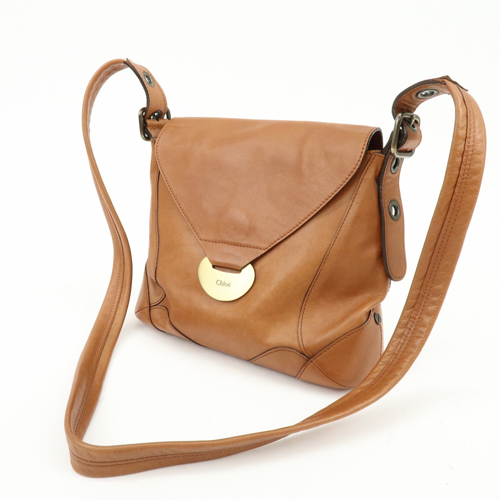 Chloe Eloise Leather Shoulder Bag Crossbody Bag  Brown