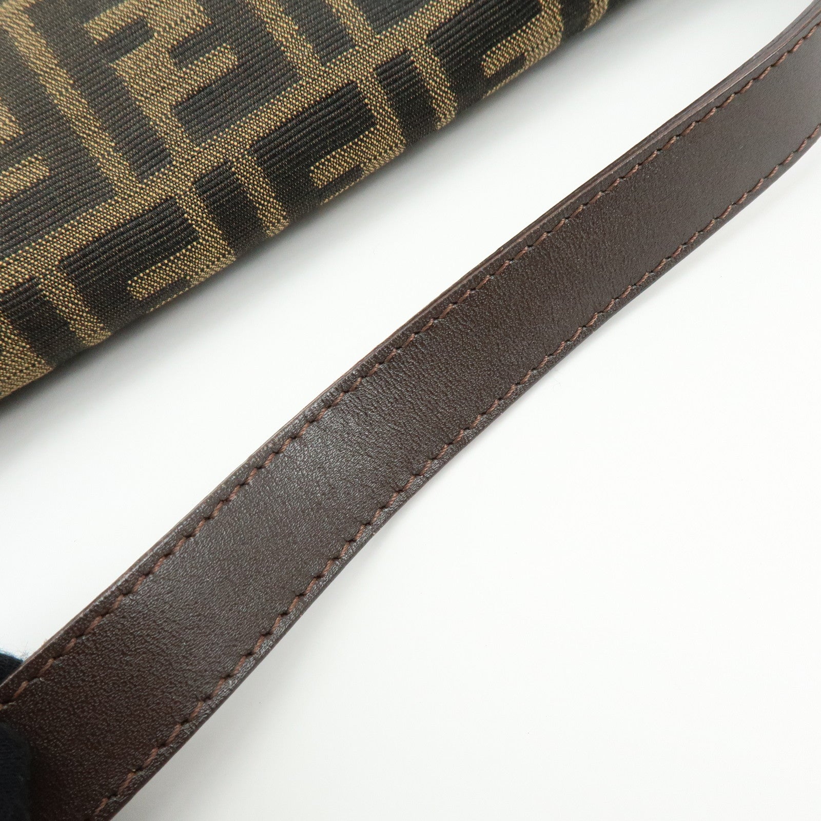FENDI Mamma Baguette Zucca Canvas Leather Shoulder Bag Hand Bag 26325
