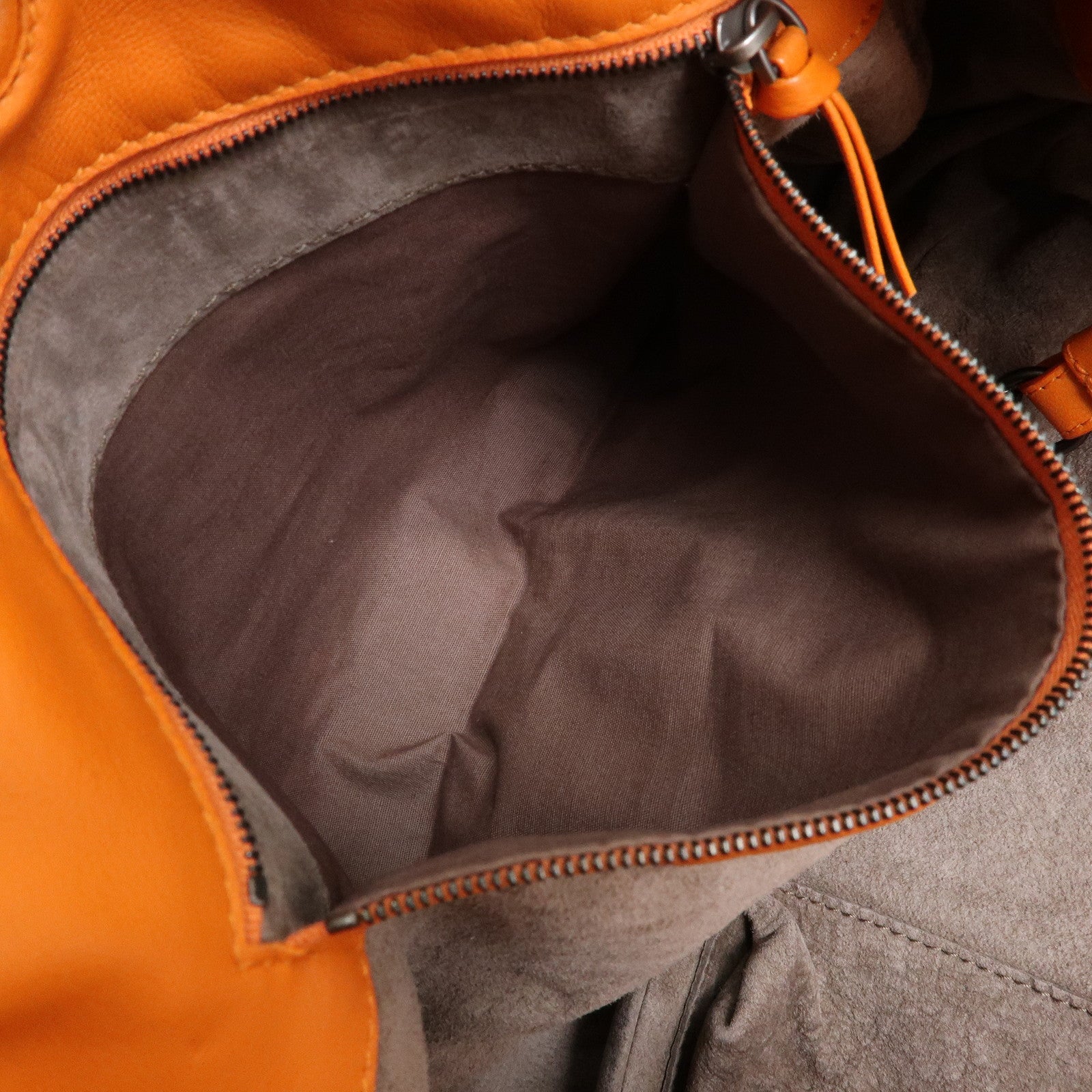 BOTTEGA VENETA Intrecciato Campana Leather Shoulder Bag Orange