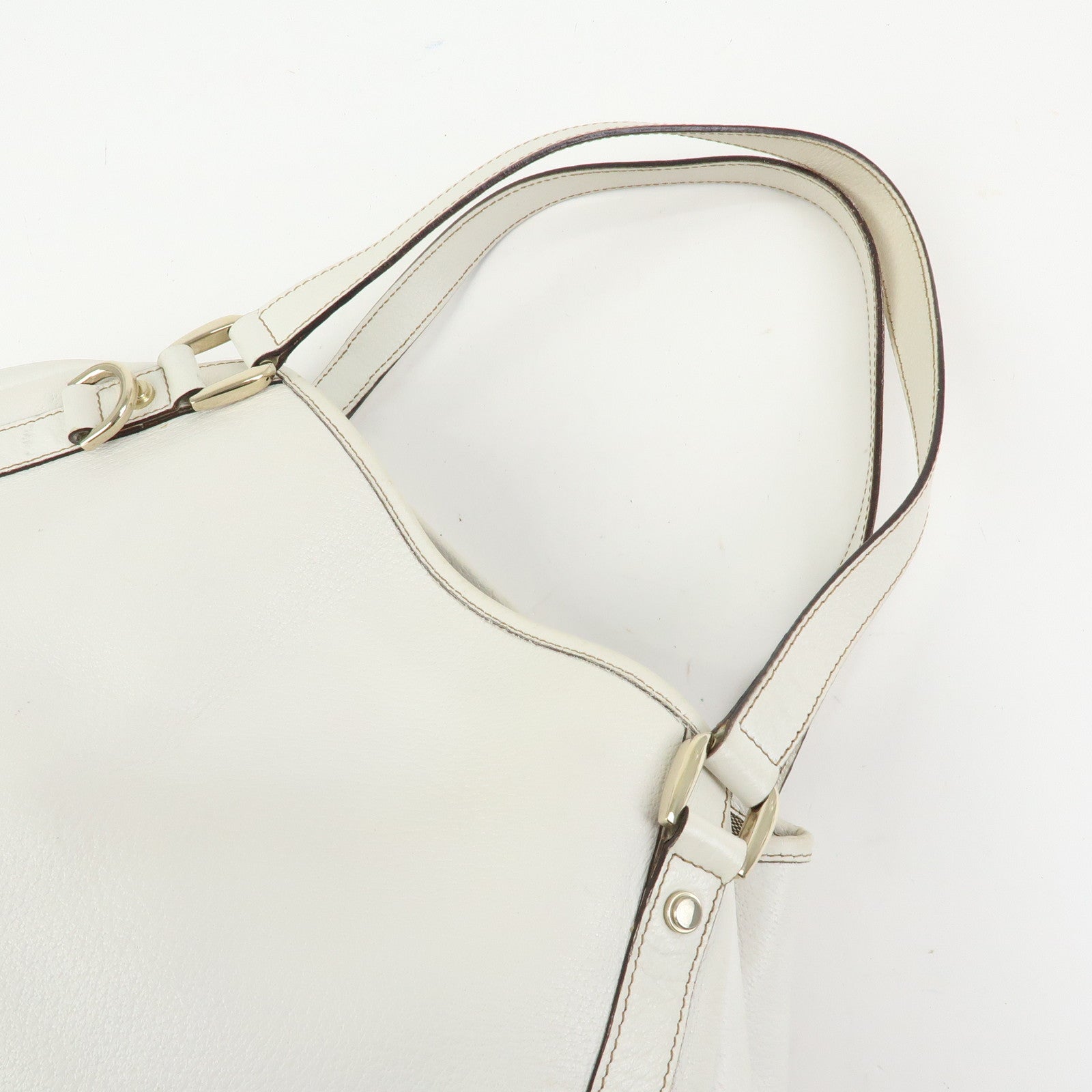 Gucci Abbey Leather Tote Bag Shoulder Bag Hand Bag White 130736