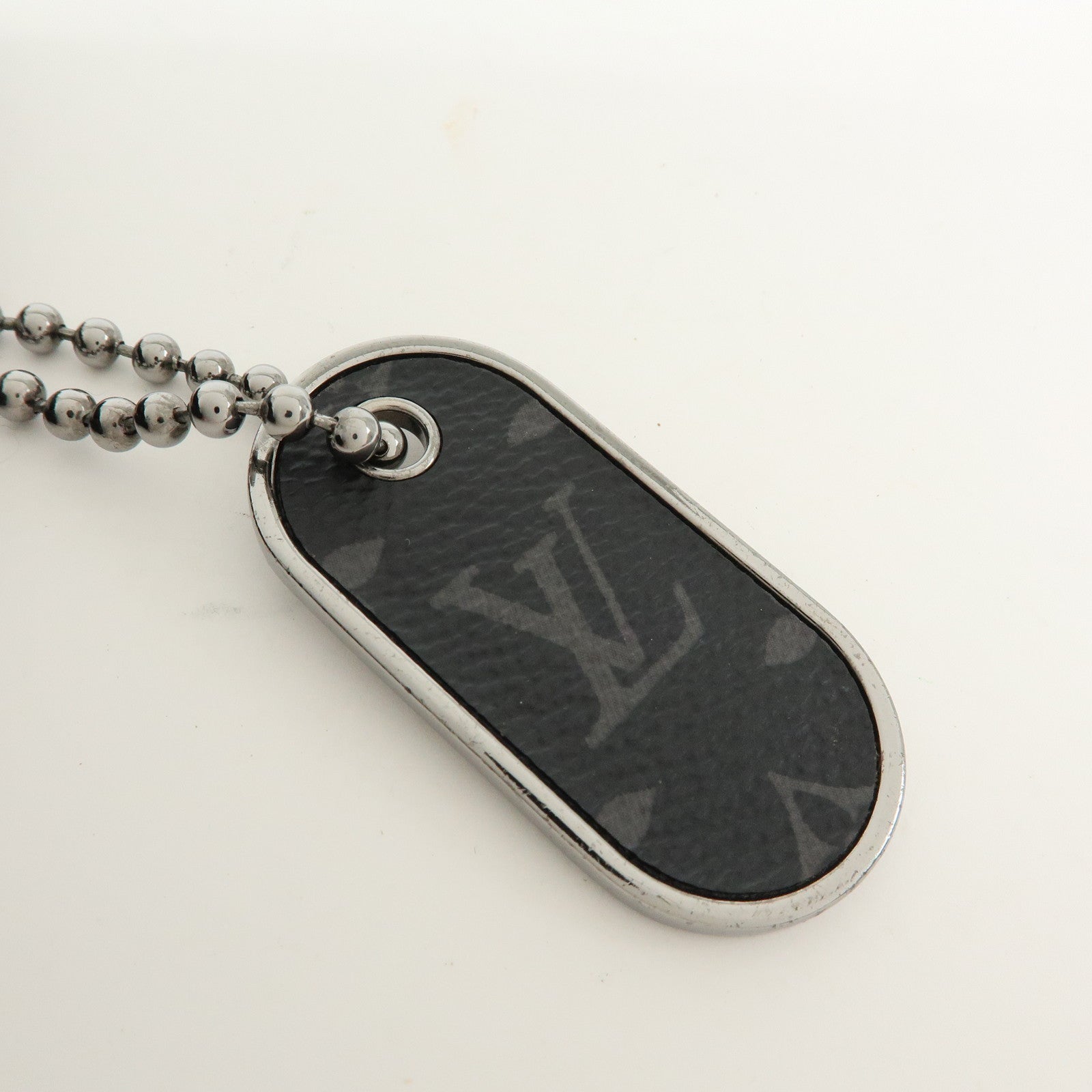 Louis Vuitton Monogram Eclips Porte Cles Tab ID Metal Key Chain M63618