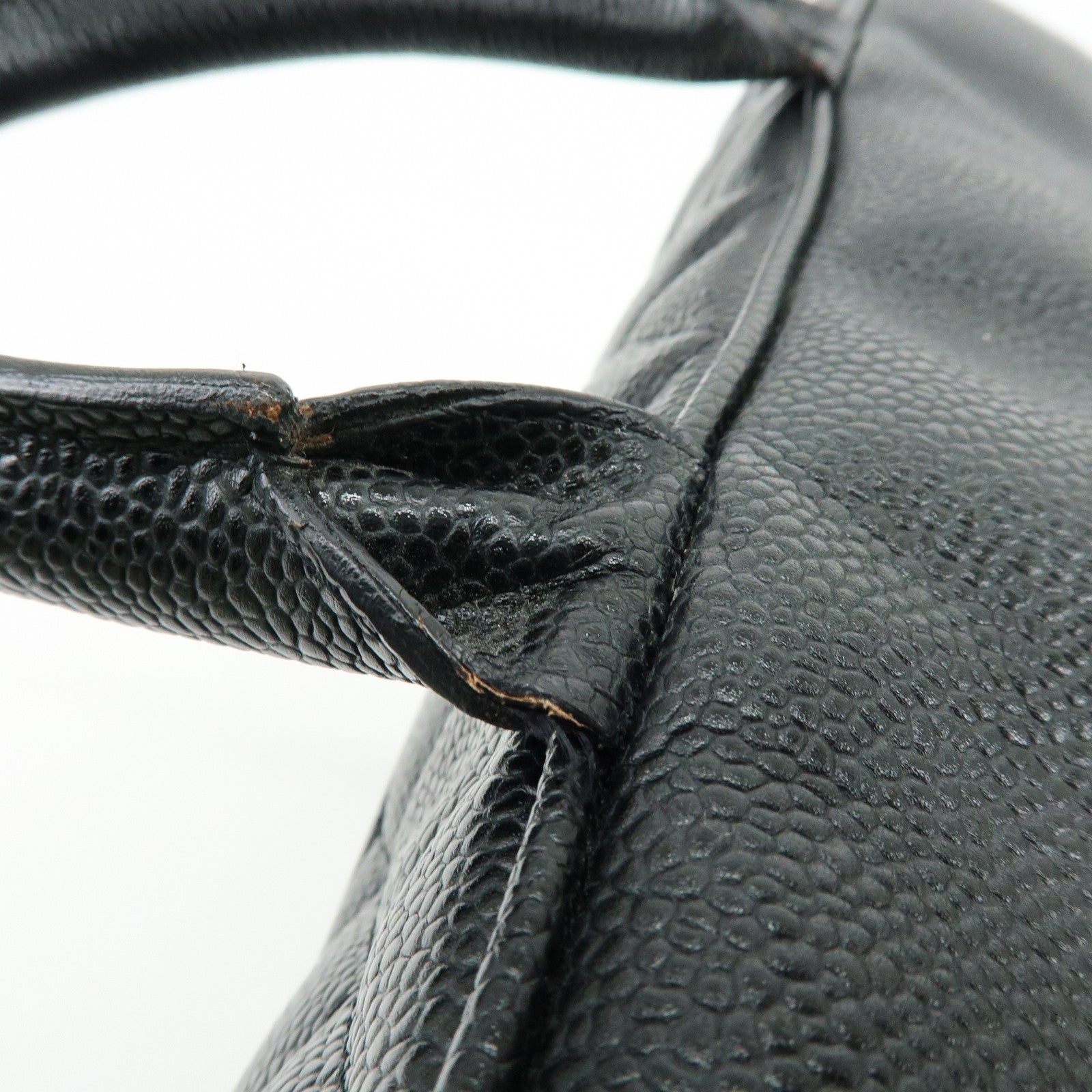 CHANEL Matelasse Caviarskin Leather Boston Bag Black