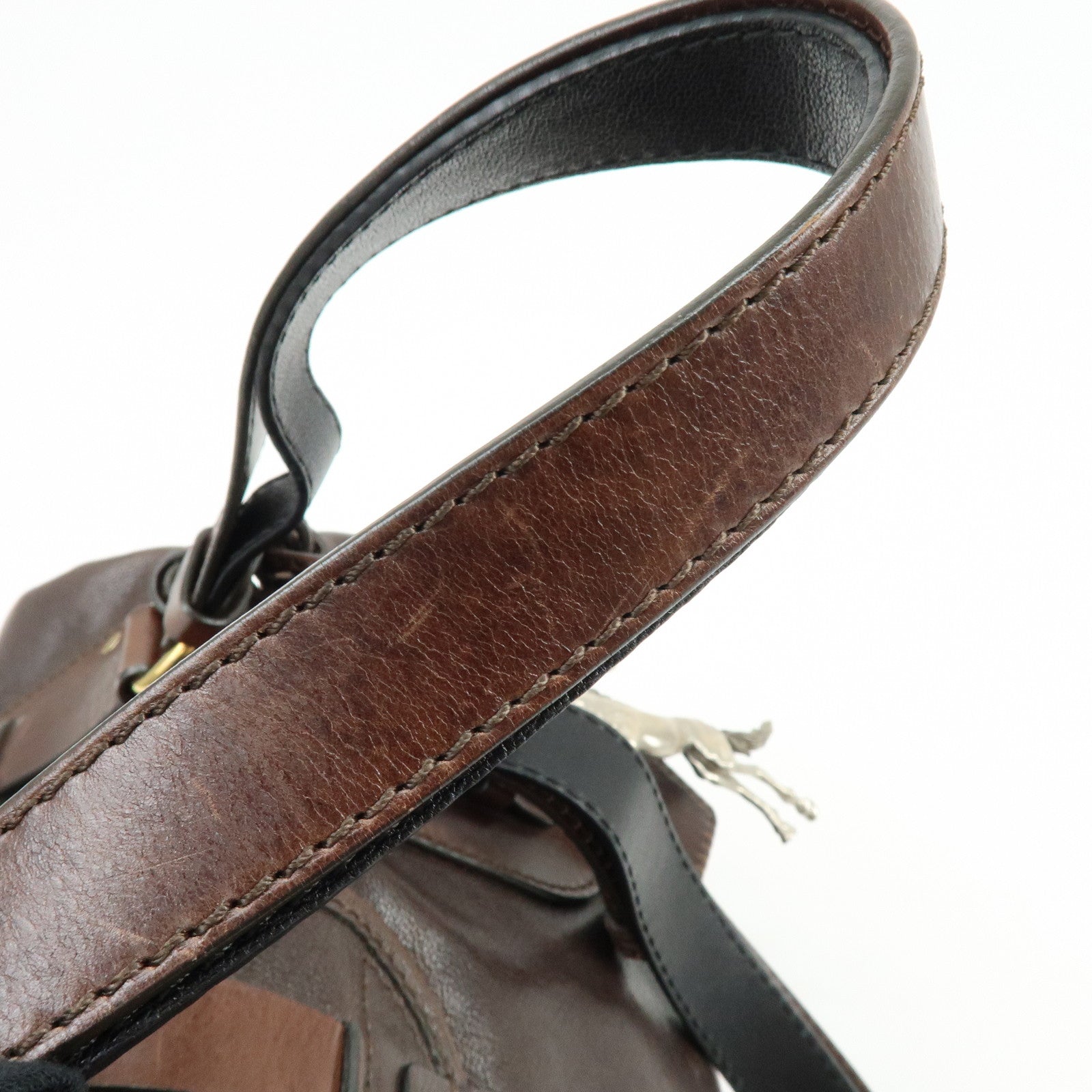 Chloe Kerala Leather Hand Bag Satchel Bag Brown Gold