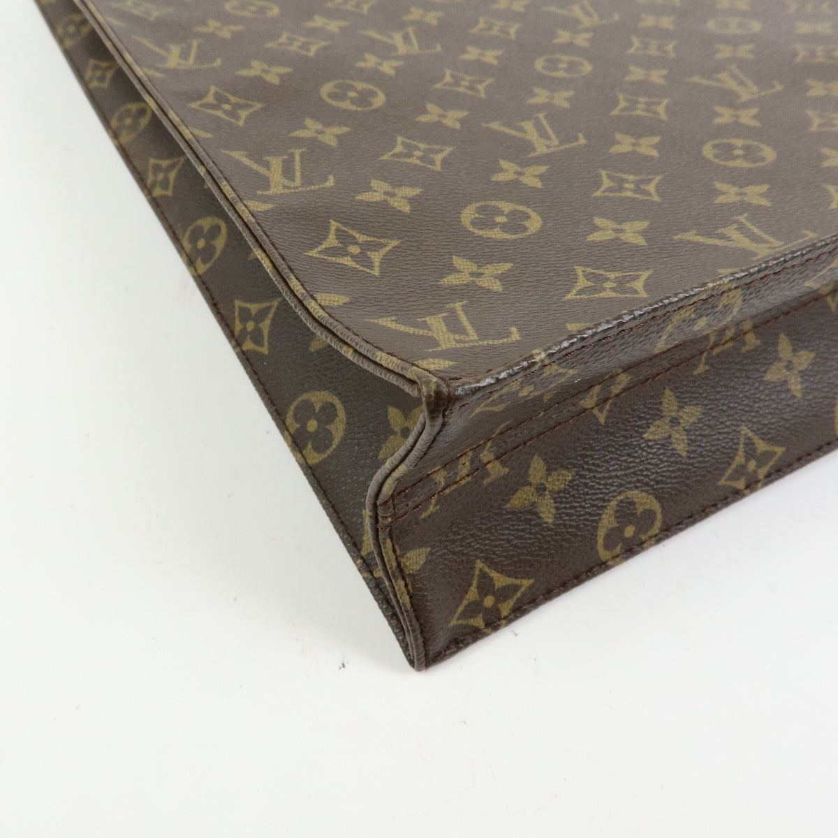 Louis Vuitton Monogram Sac Plat Tote Bag Hand Bag Brown M51140