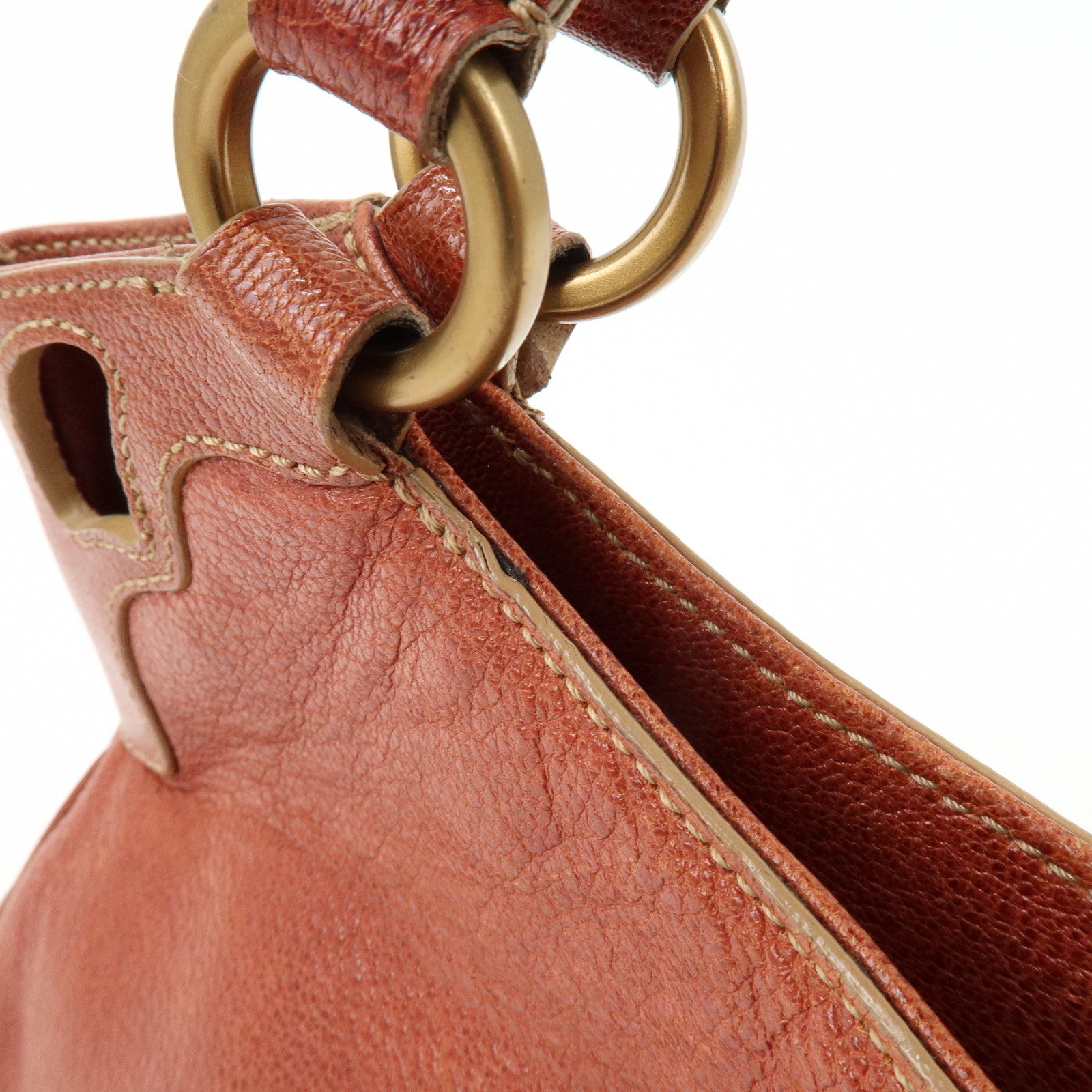 Cartier Marcello de Cartier Leather Hand Bag Tote Bag Brown