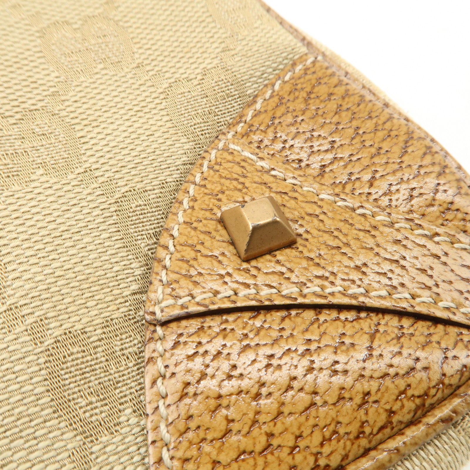 GUCCI GG Canvas Leather Chain Hand Bag Pouch Beige Brown 120940 Used