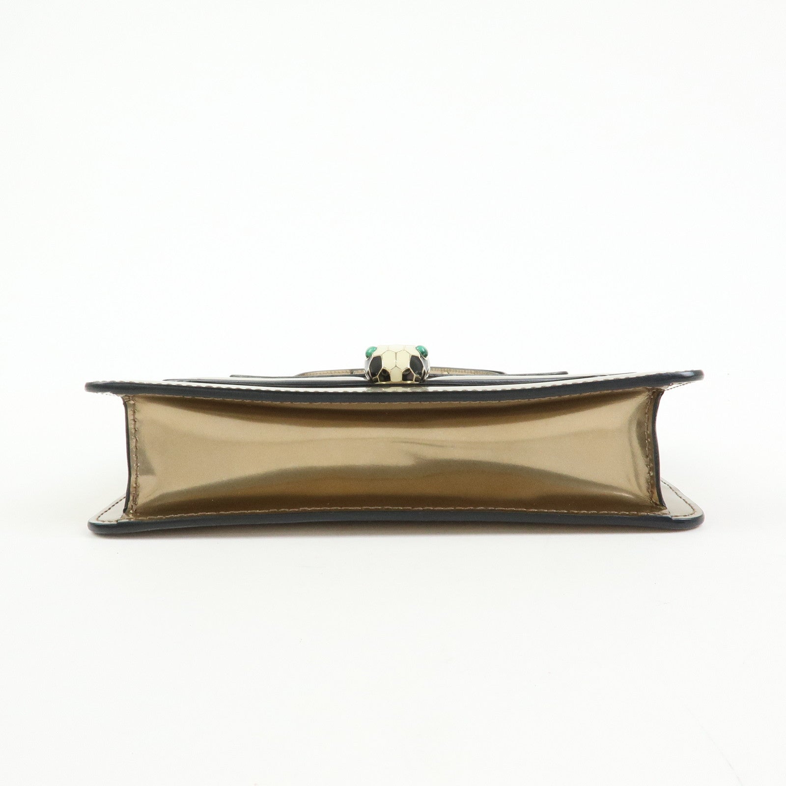 BVLGARI Serpenti Leather Forever Shoulder Crossbody Bag Gold Malachite