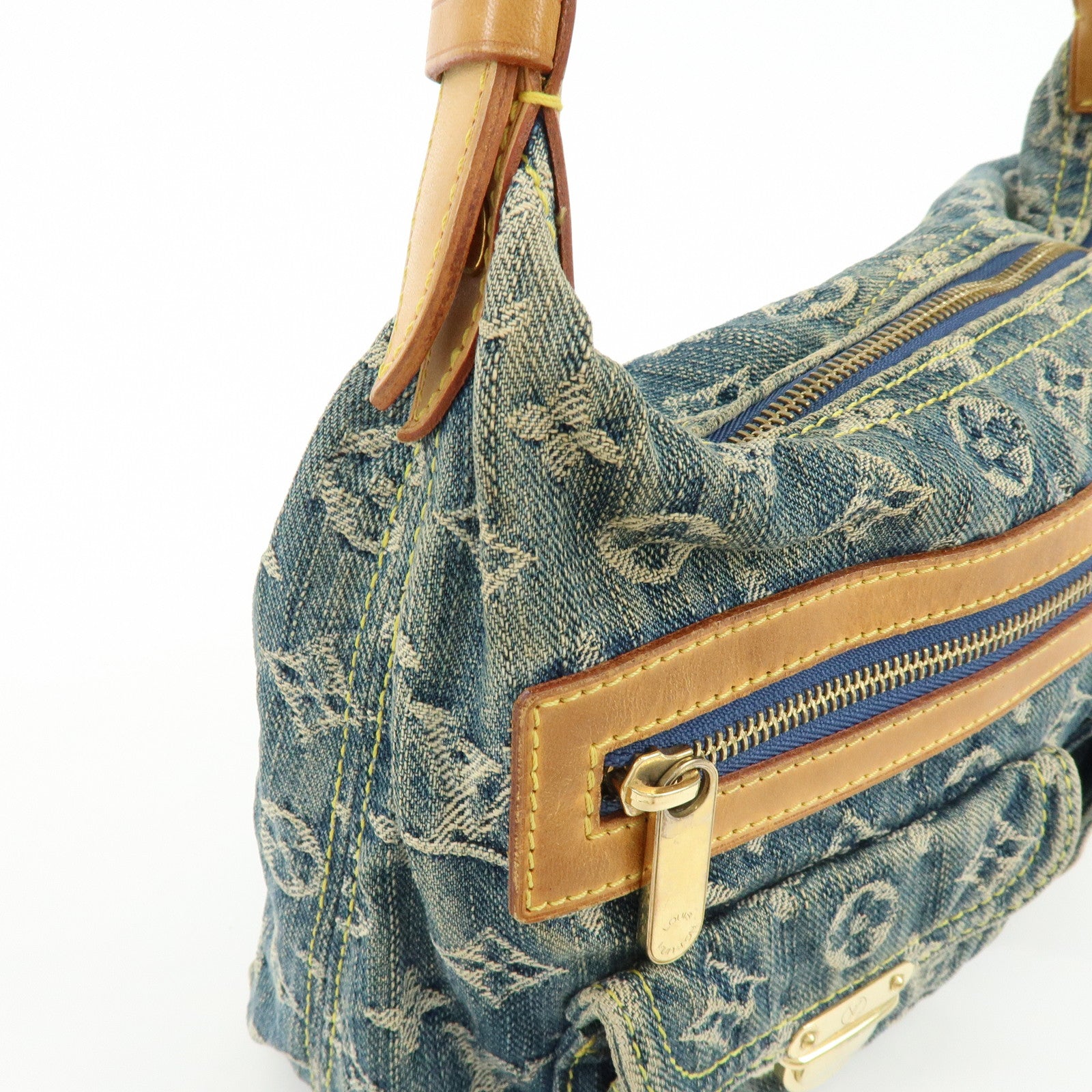 Louis Vuitton Monogram Denim Baggy PM 2Way Bag Shoulder Bag Blue M95049