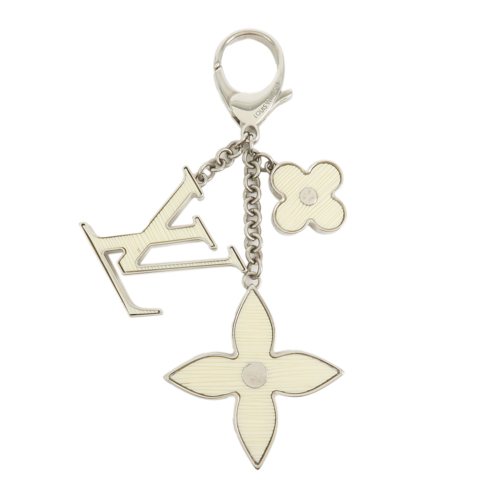 Louis Vuitton Bijoux Sac Fleur de Epi Bag Charm Silver White M65085