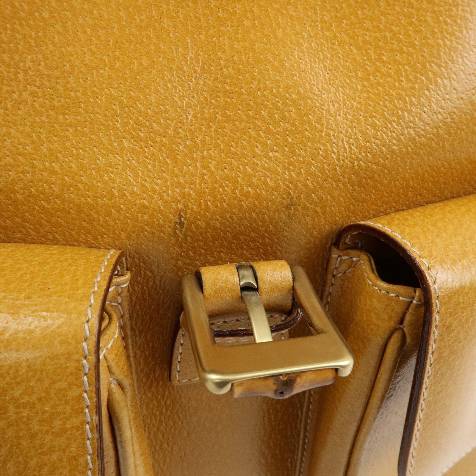 GUCCI Bamboo Leather Backpack Rucksack Mustard 003 1998 0016