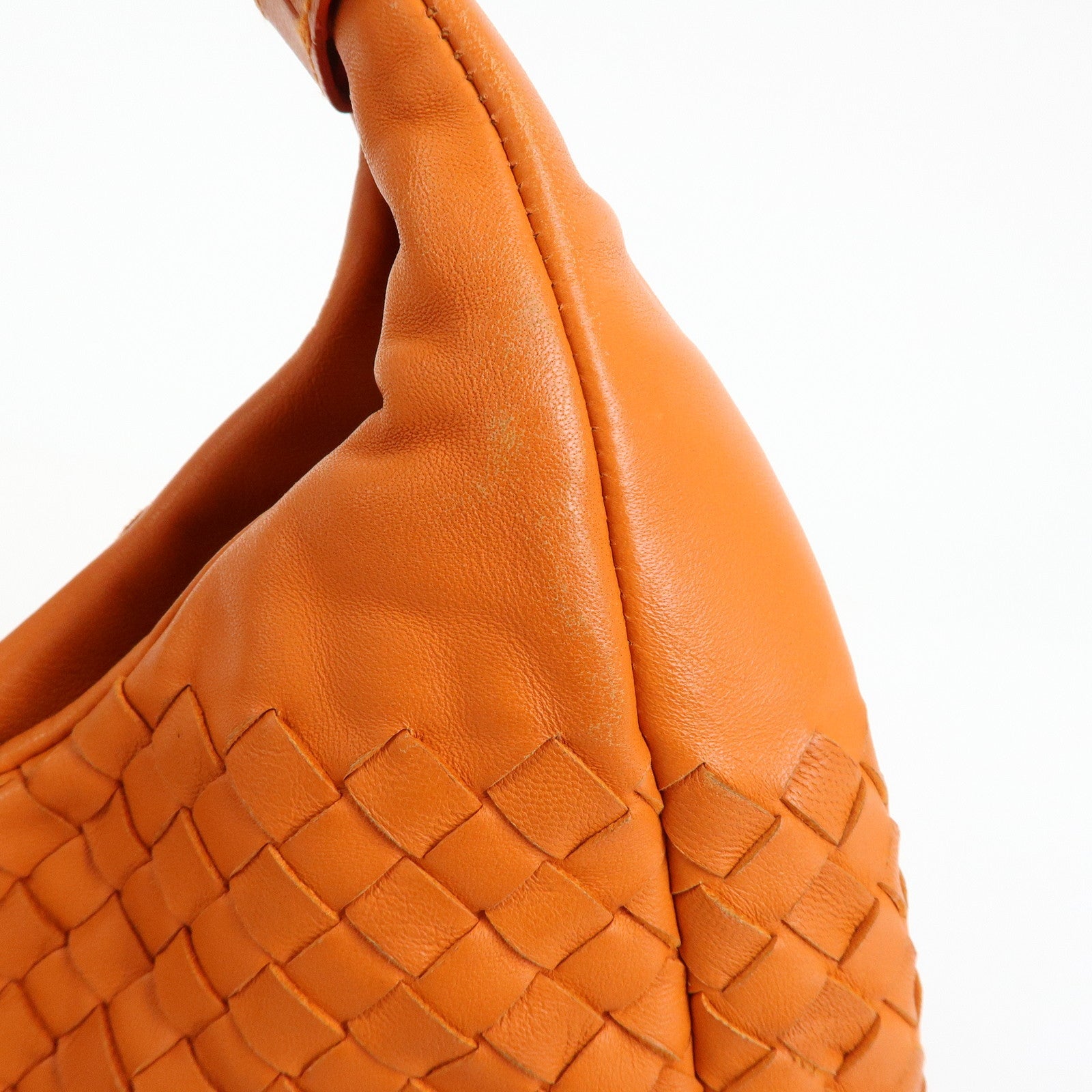 BOTTEGA VENETA Intrecciato Campana Leather Shoulder Bag Orange