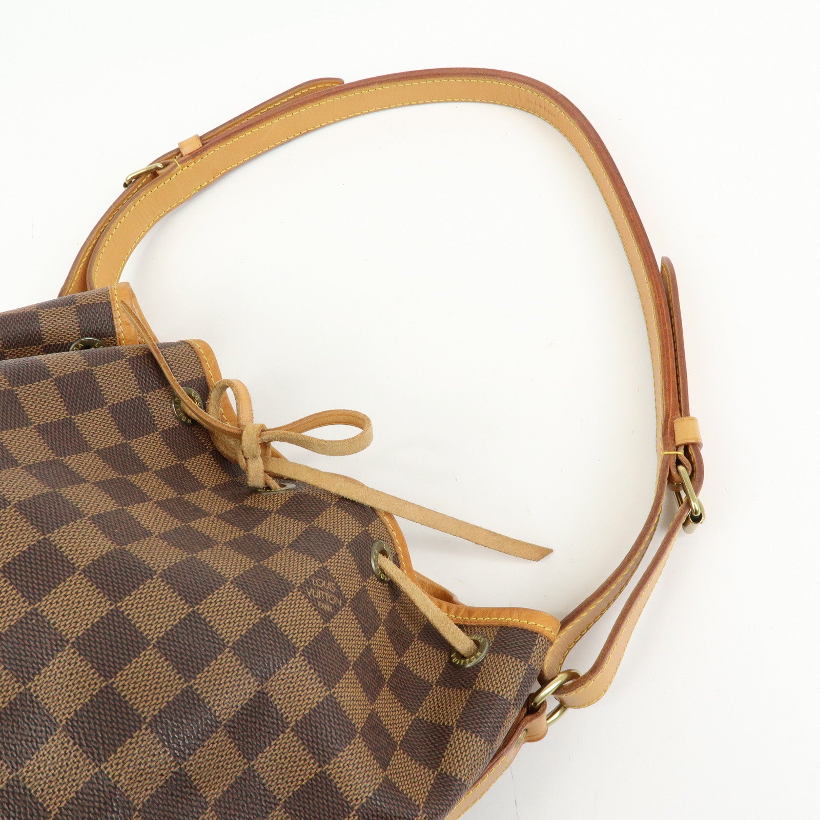 Louis Vuitton Damier Noe Canvas Leather Shoulder Bag Brown