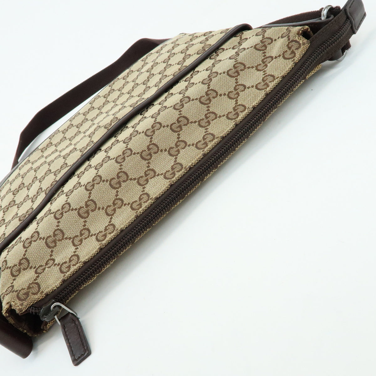 GUCCI GG Canvas Leather Shoulder Bag Crossbody Bag Beige Brown 145857