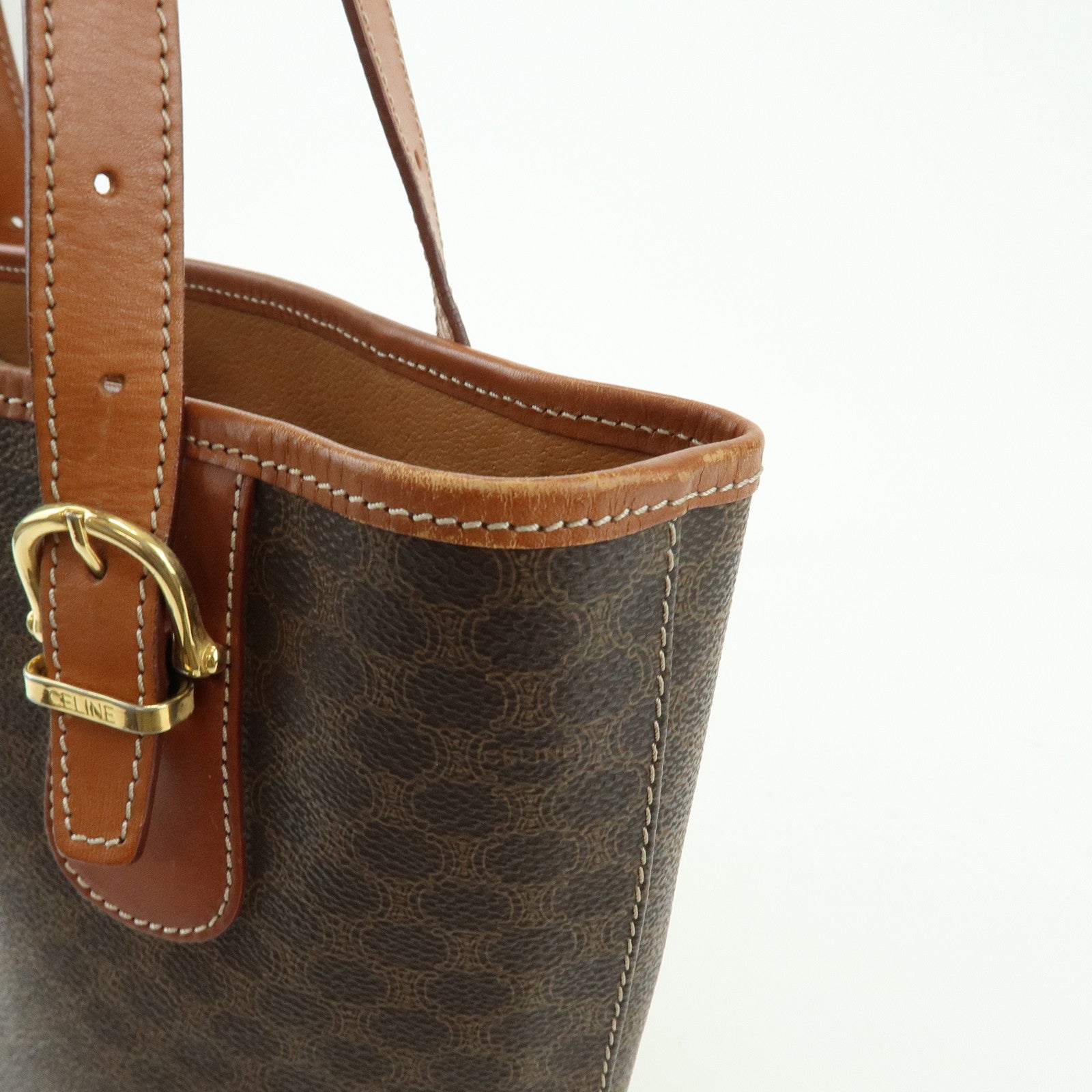 CELINE Macadam PVC Leather Tote Bag Hand Bag Brown