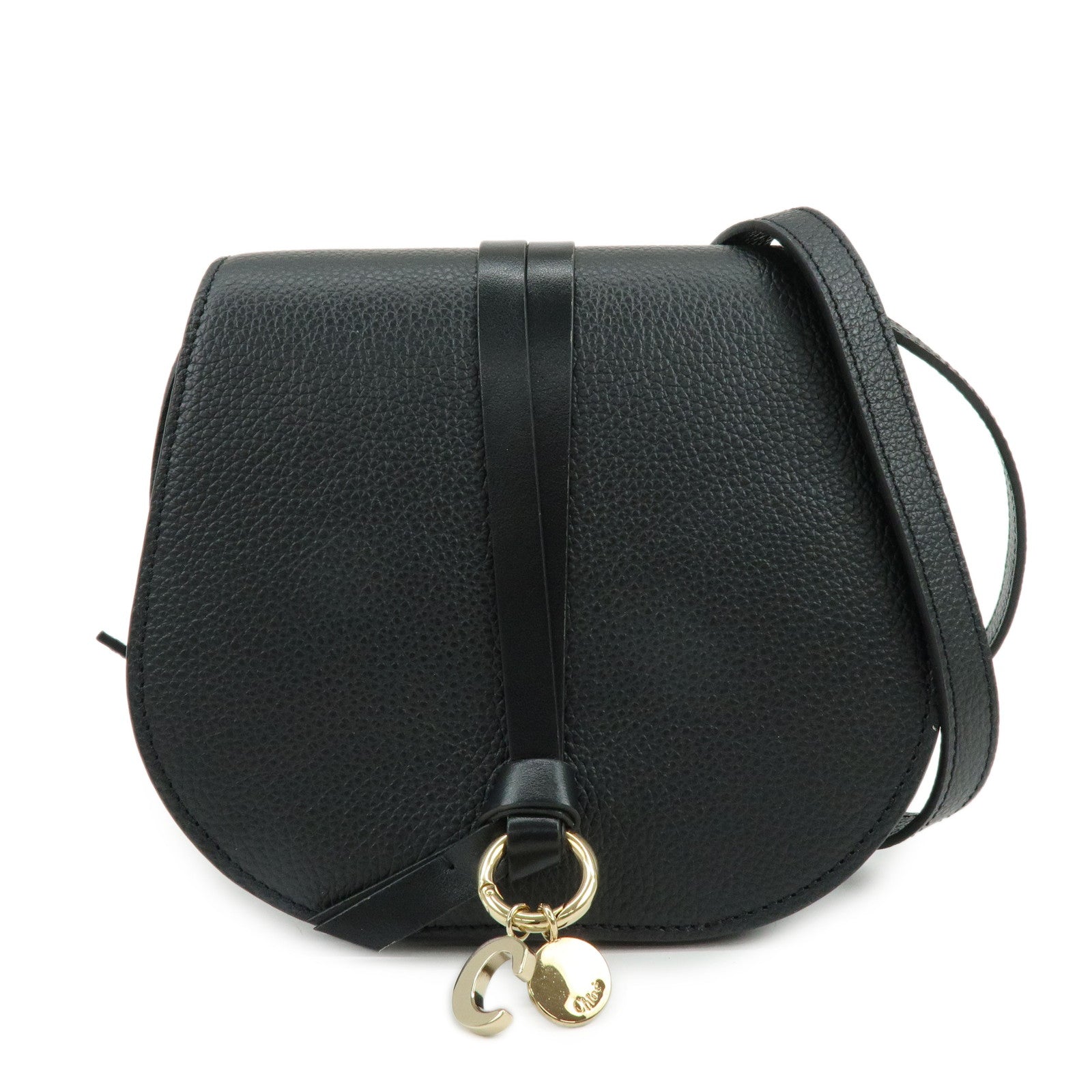 Chloe Alphabet Leather Shoulder Bag Crossbody Bag Black
