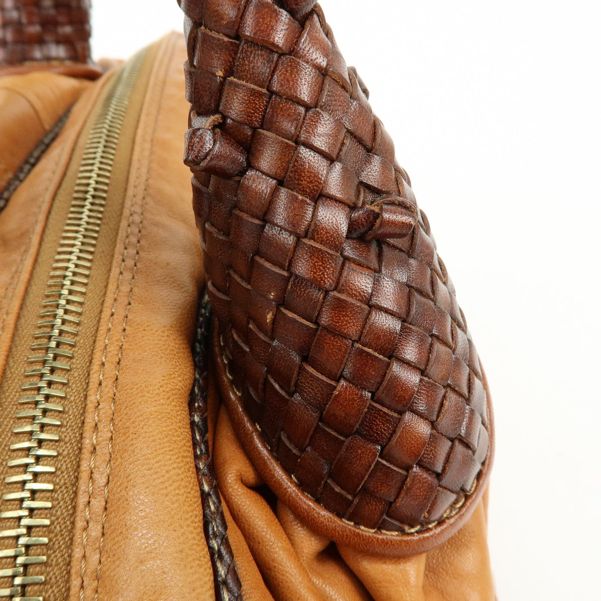 FENDI Zucca Mini Spy Bag Nappa Leather Hand Bag Camel Brown 8BL078