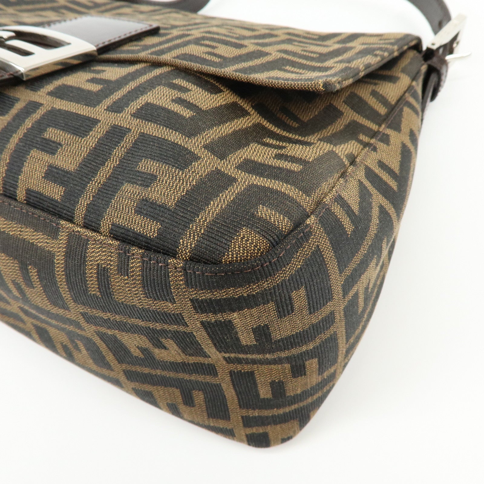 FENDI Mamma Baguette Zucca Canvas Leather Shoulder Bag Hand Bag 26325