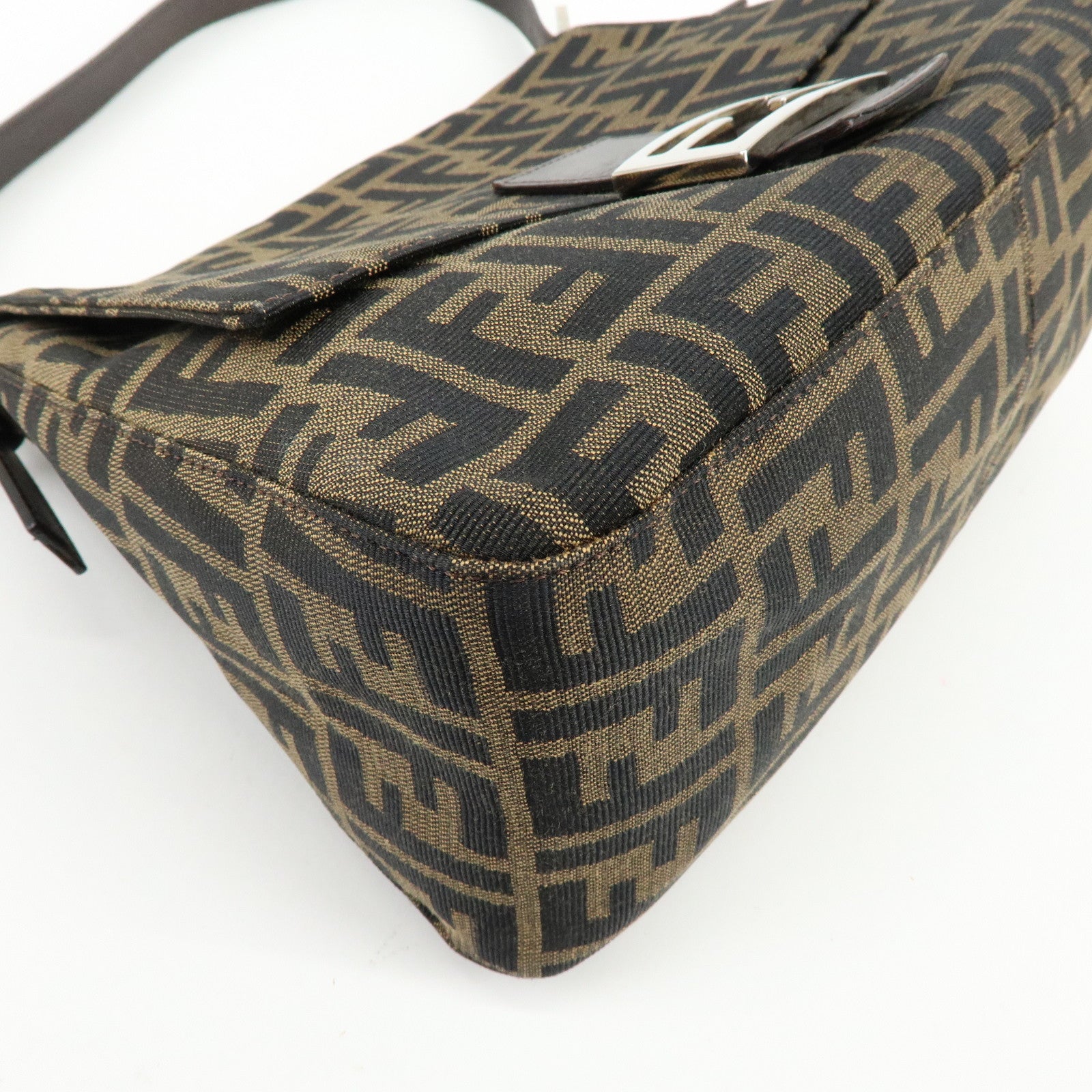 FENDI Mamma Baguette Canvas Leather Shoulder Hand Bag Brown 17132642