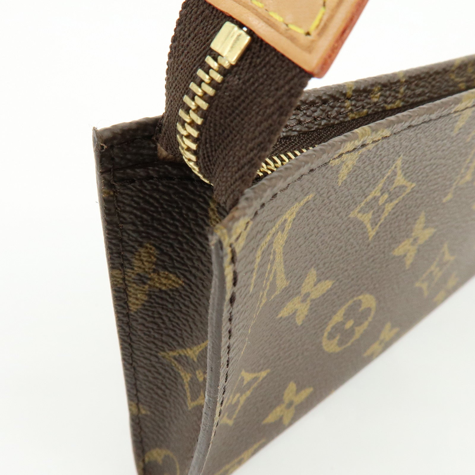 Louis Vuitton Monogram Leather Pouch for Baguette GM Brown Gold