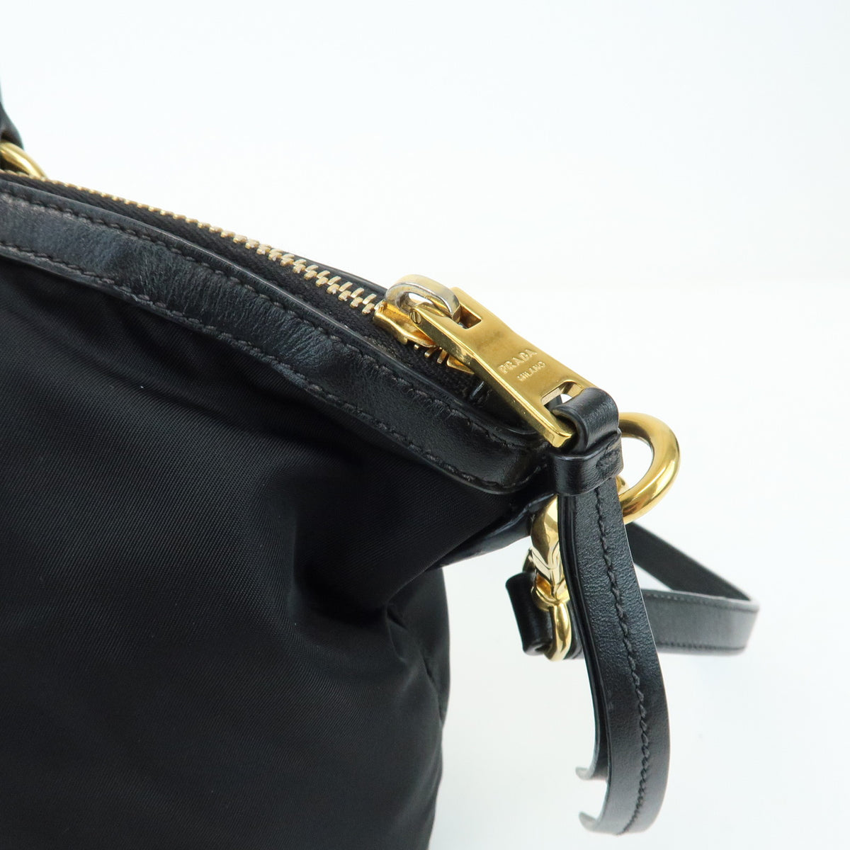 PRADA Triangle Logo Nylon Leather 2Way Bag Hand Bag Shoulder Bag 1BA104