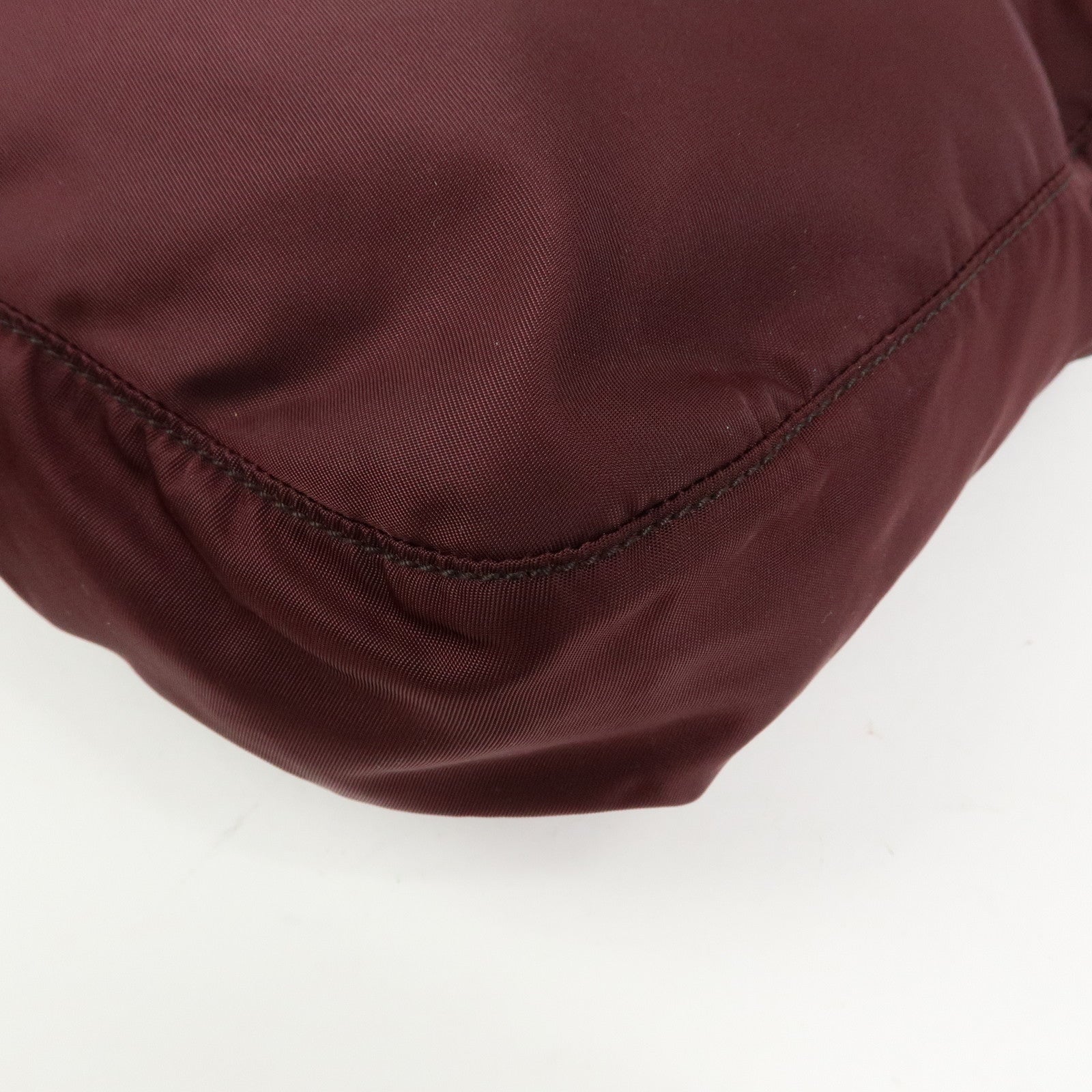 PRADA Triangle Logo Nylon Leather Shoulder Bag Burgundy BT0426