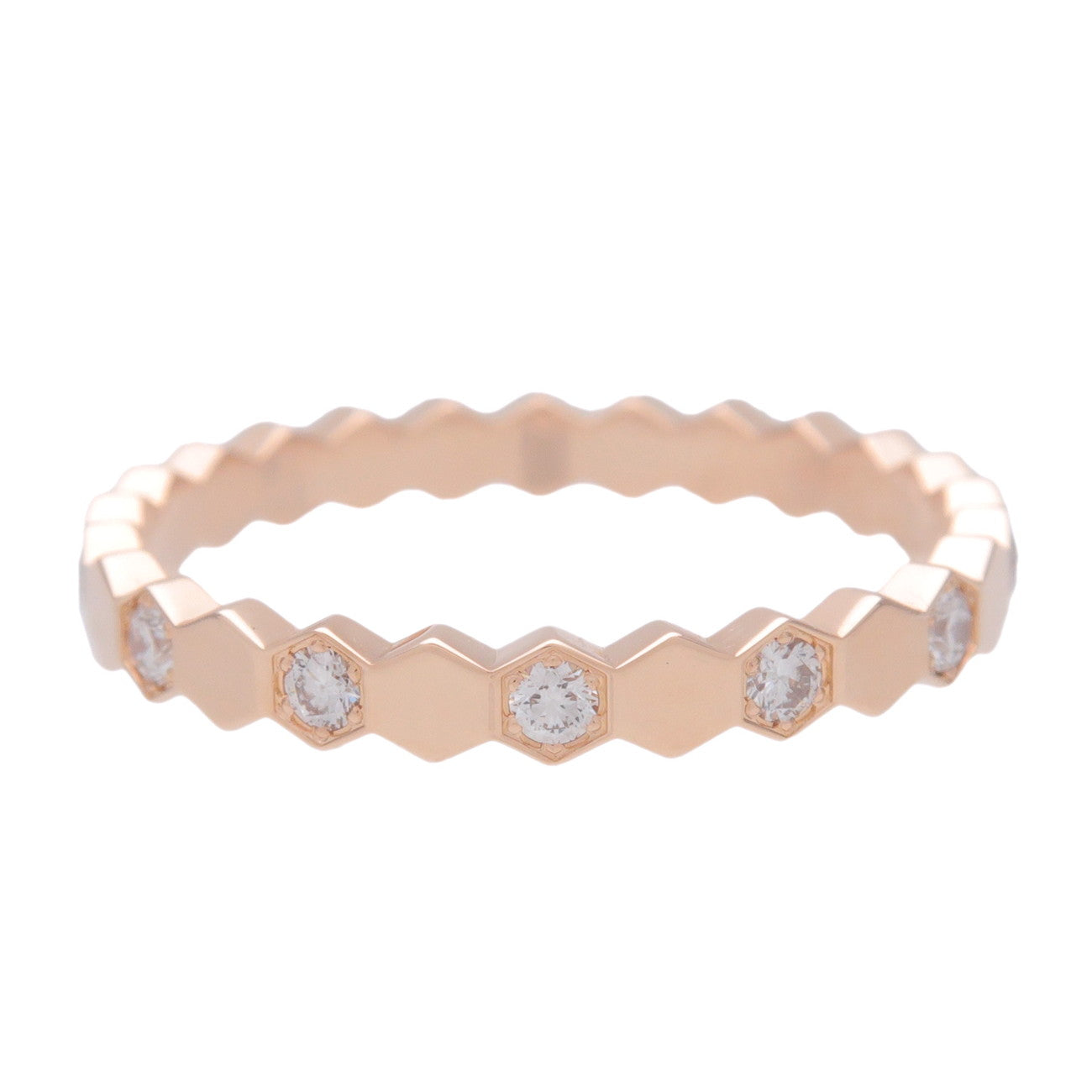 CHAUMET Bee My Love Honeycomb Half Pave Diamond Ring 750PG #49 081933